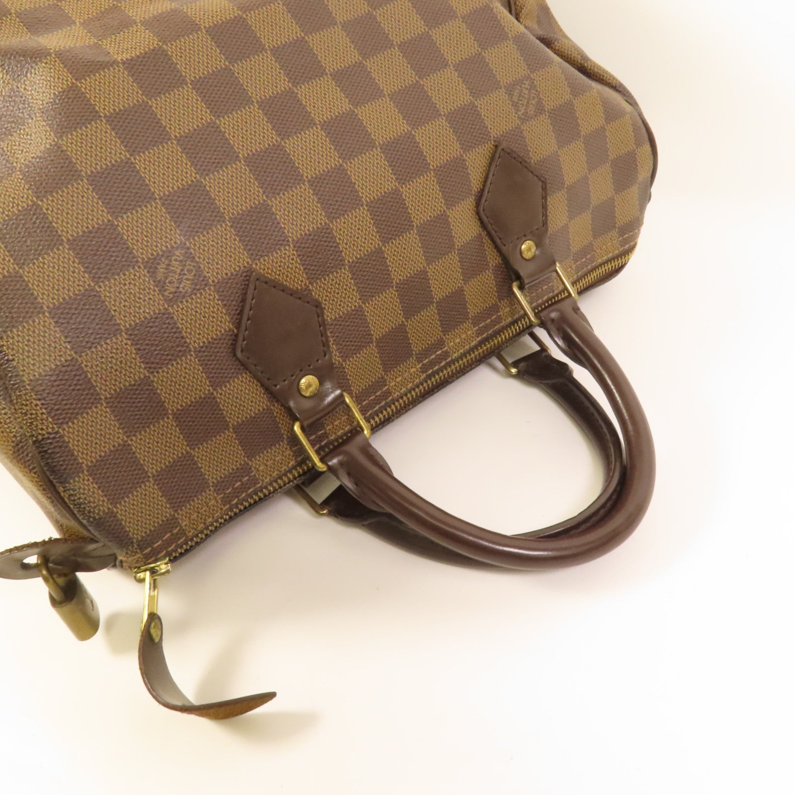 LOUIS VUITTON Damier Speedy 30金扣手挽袋