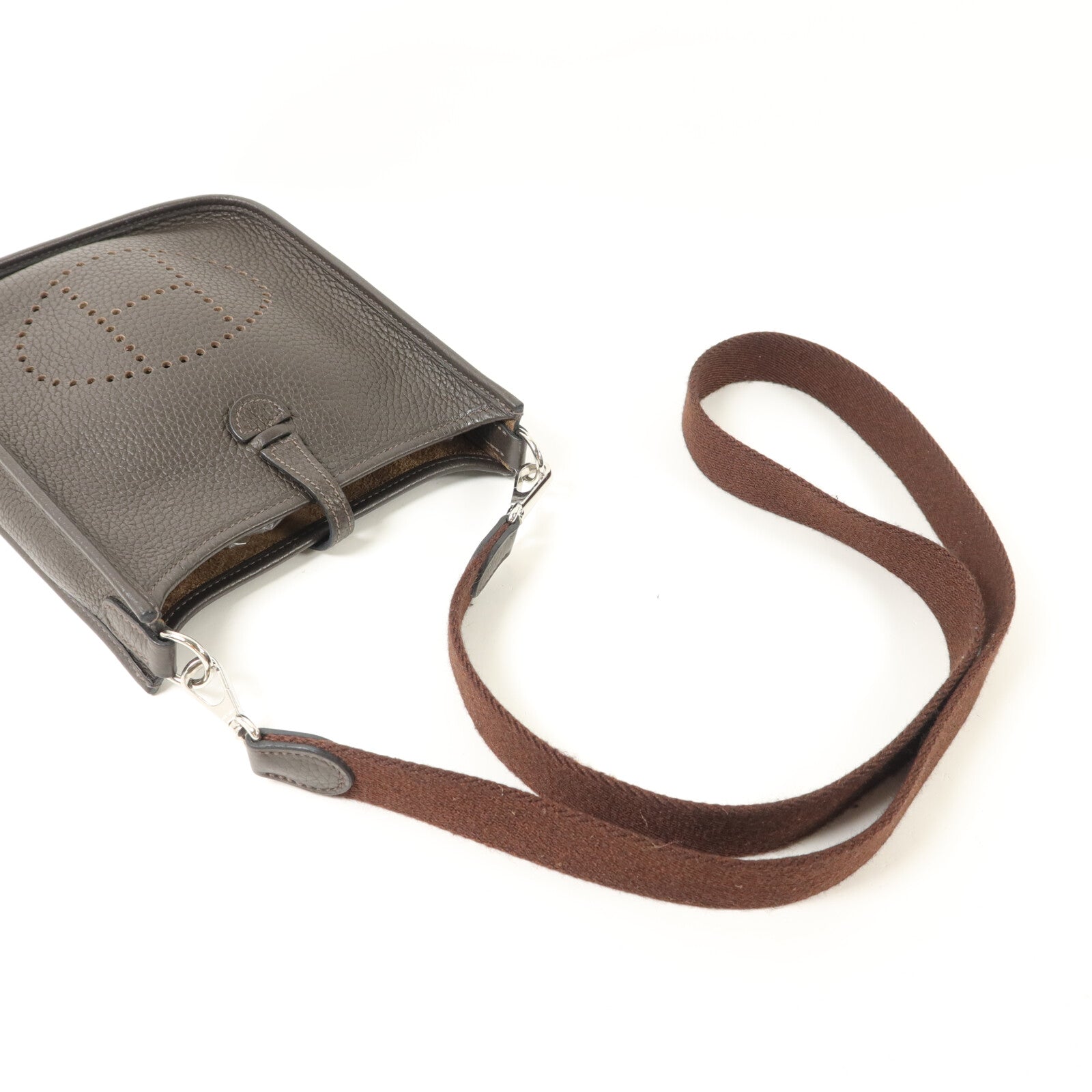 HERMES Clemence皮革Evelyne TPM肩背袋Chocolat