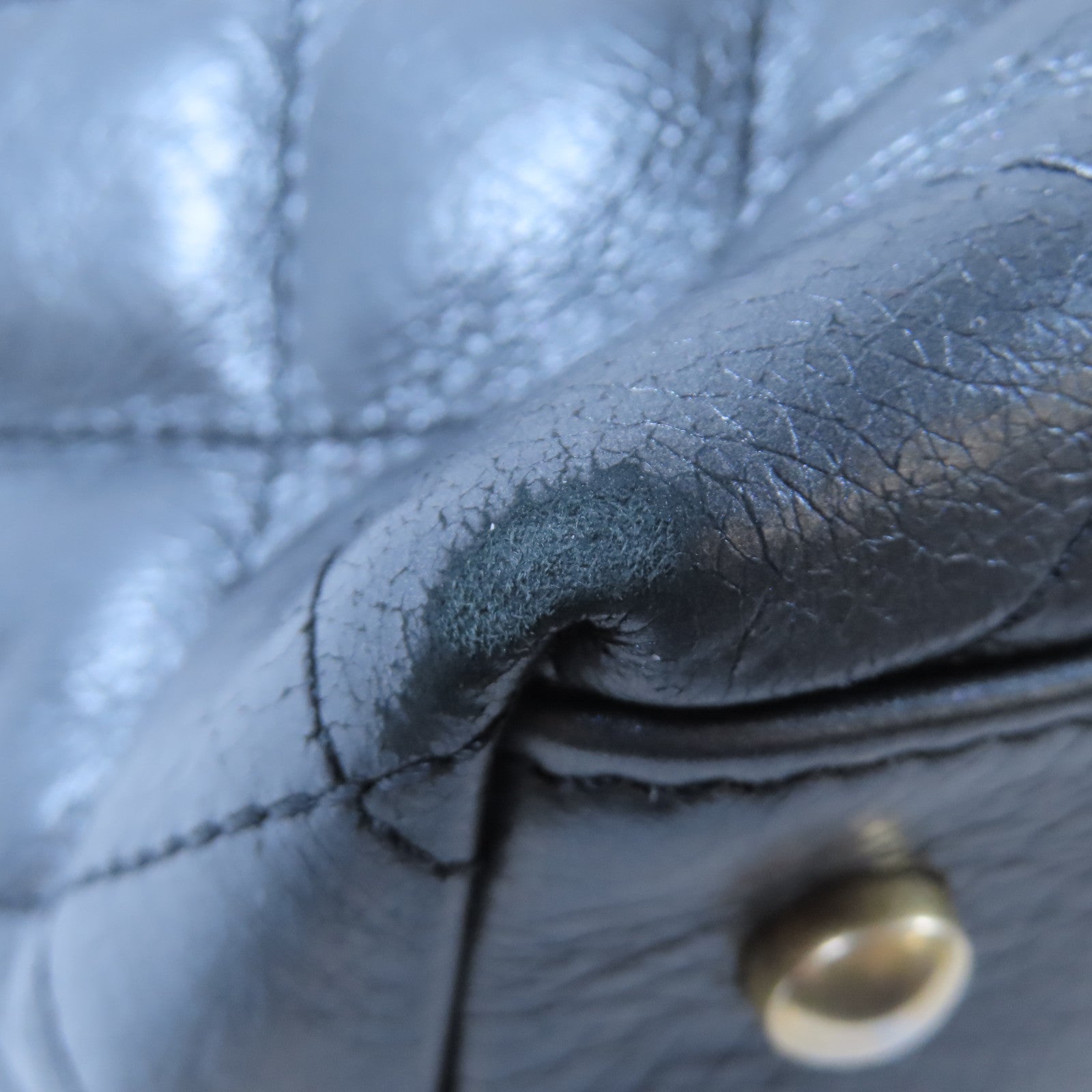 CHANEL 【激減優惠】菱格牛皮皮革Shoulder Bag金扣肩背袋灰色
