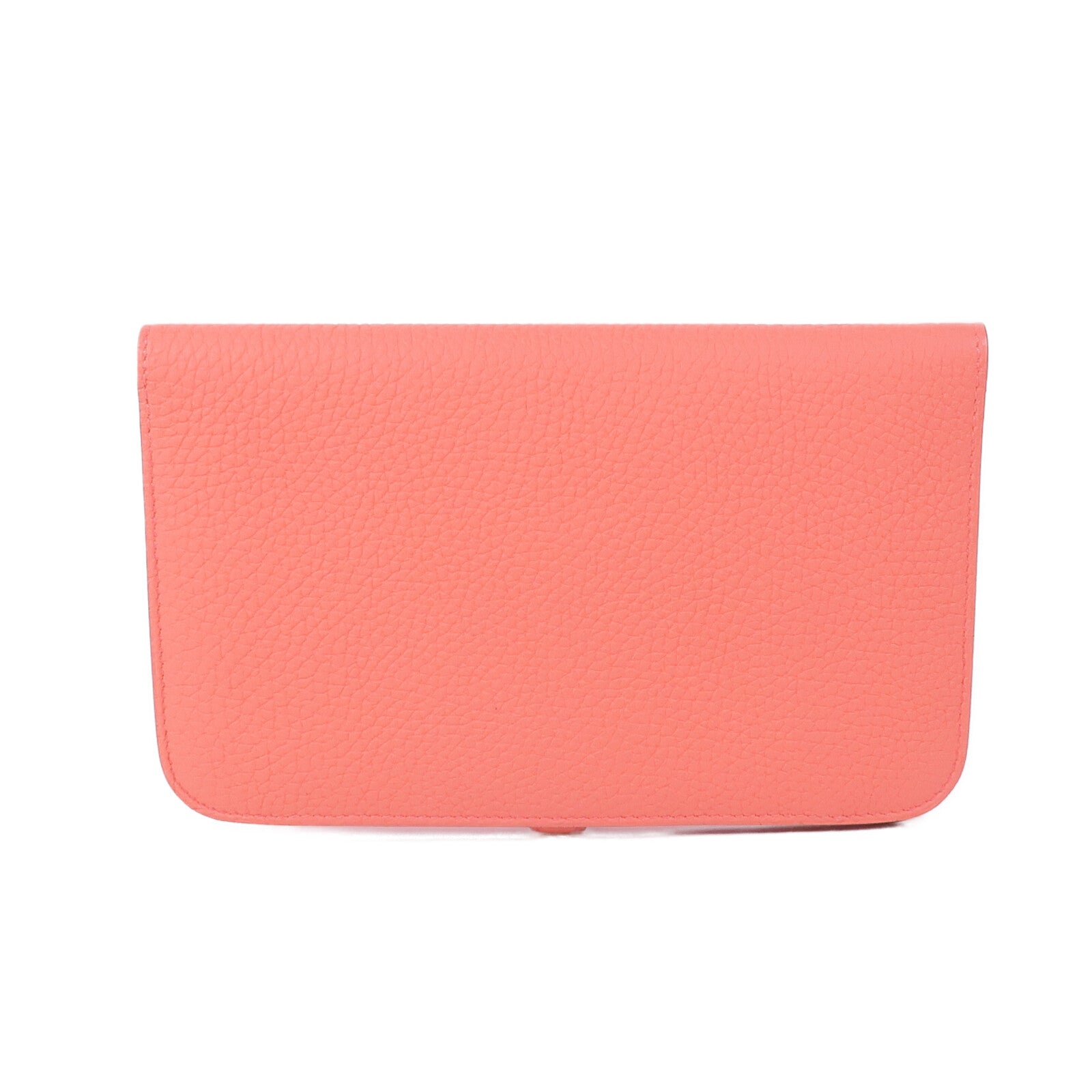 HERMES Clemence皮革Dogon銀扣長錢包Rose Candy