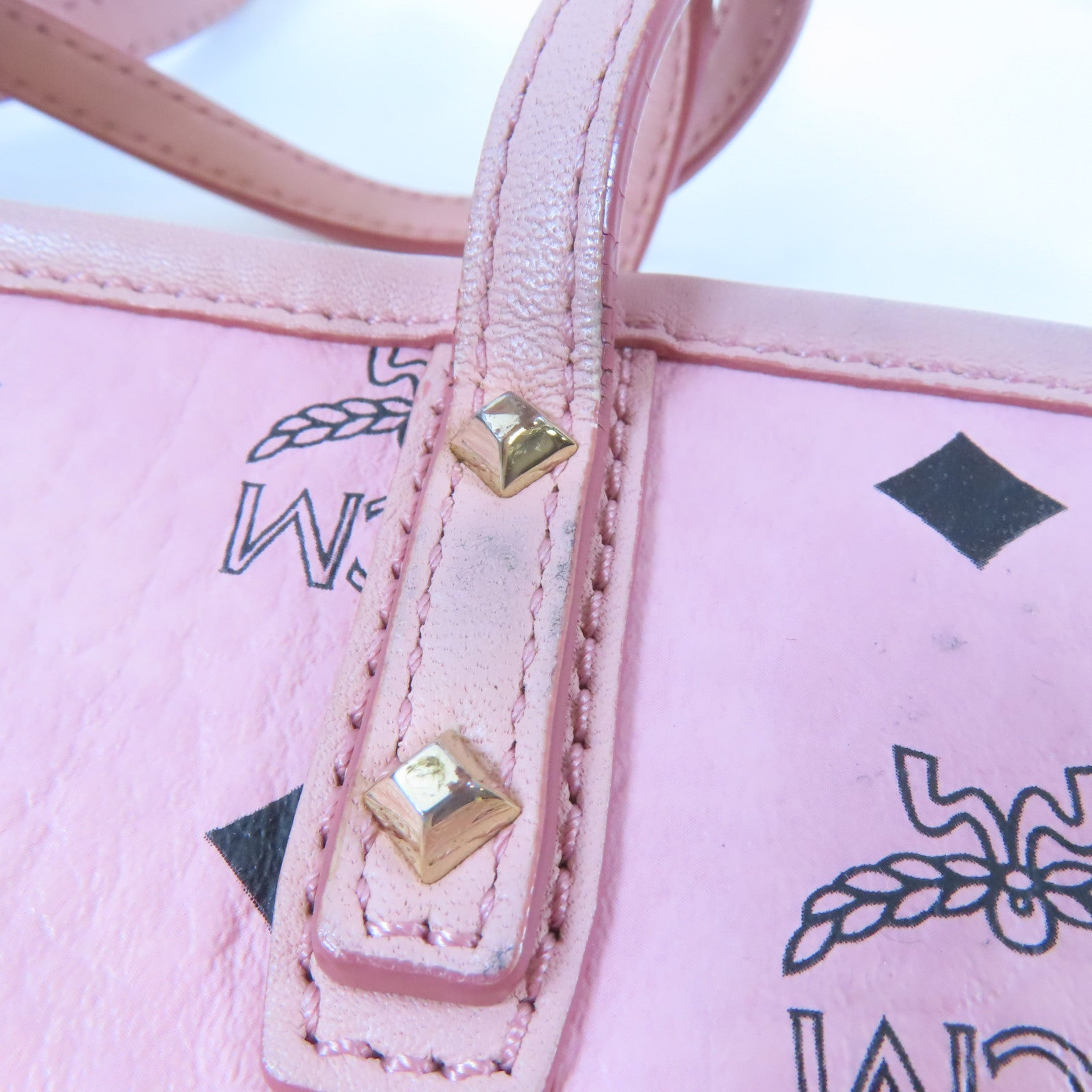 MCM 皮革2 Way Shoulder Bag金扣手挽肩背兩用袋粉紅色