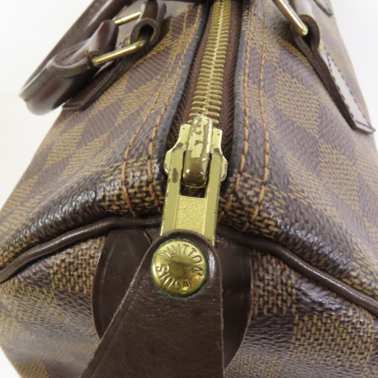 LOUIS VUITTON Damier Speedy 30金扣手挽袋