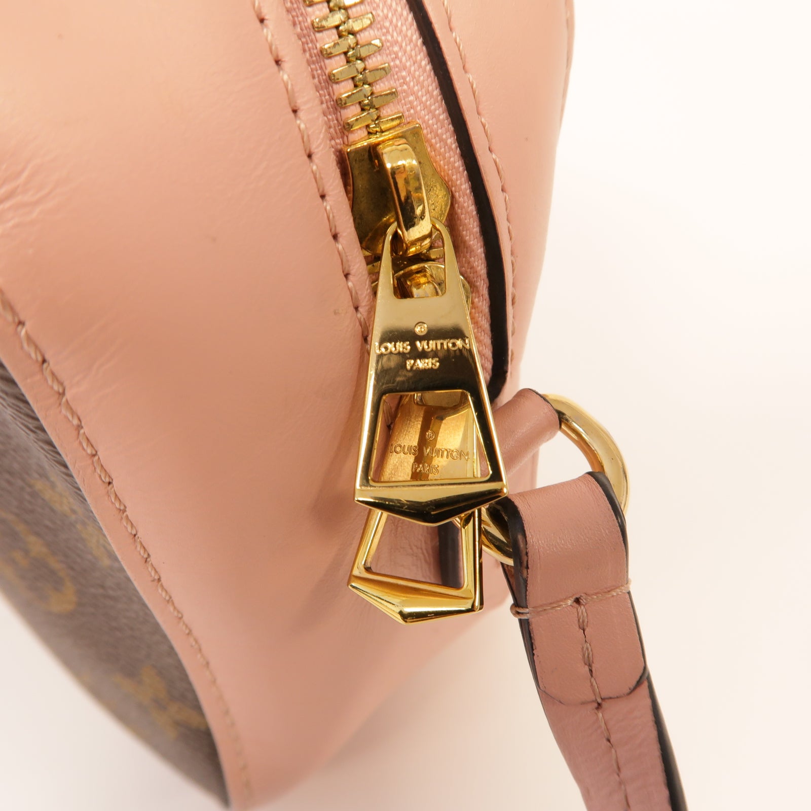 LOUIS VUITTON 【激減優惠】Monogram Saintonge金扣肩背袋棕色/粉紅色