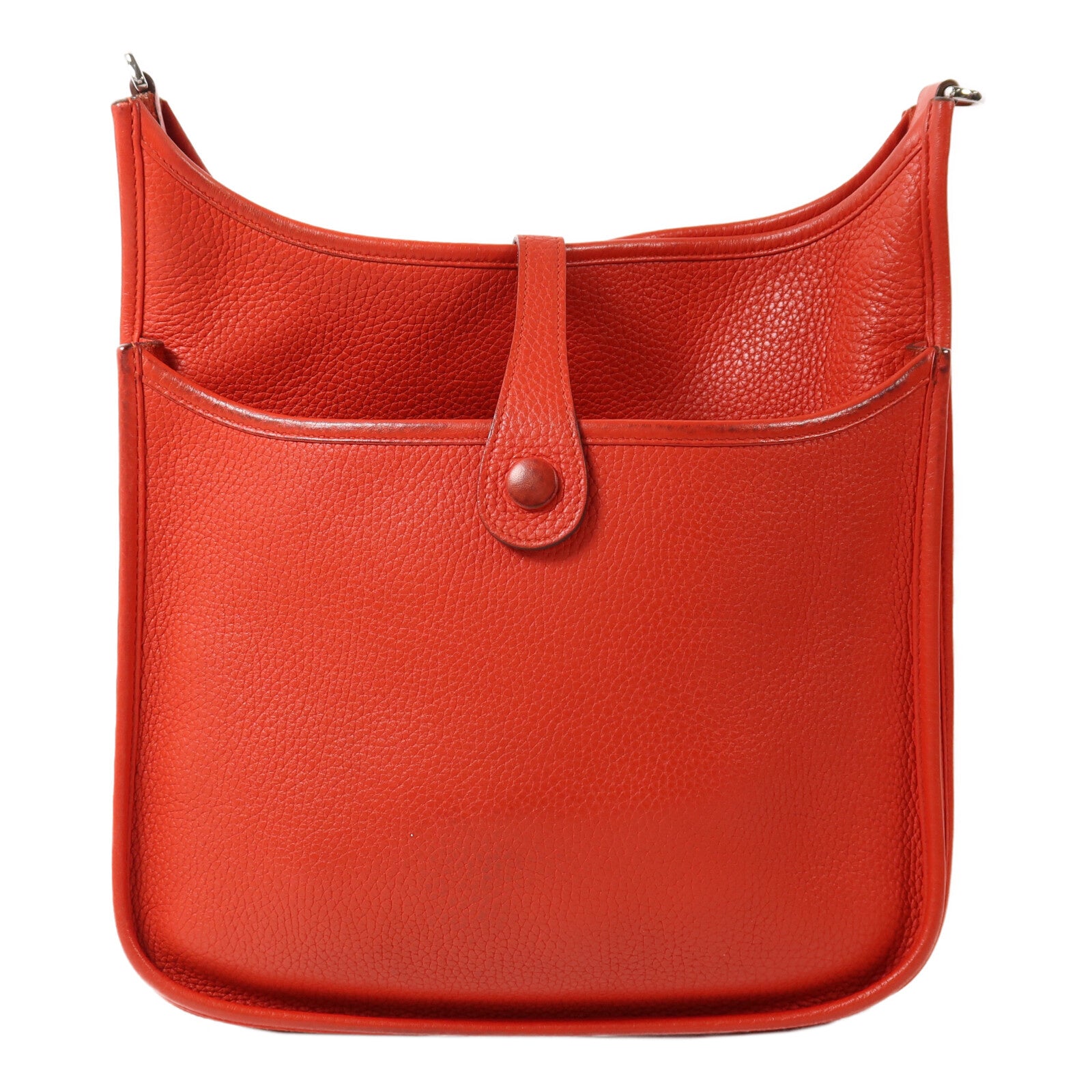HERMES Clemence皮革Evelyne PM肩背袋Rouge Tomate