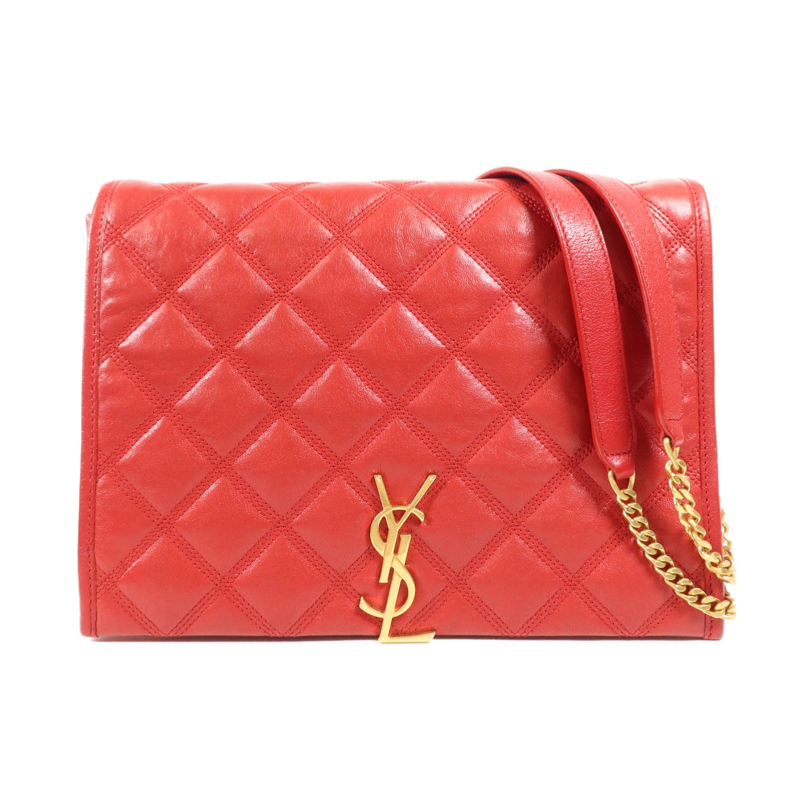 SAINT LAURENT 牛皮皮革Shoulder Bag金扣鏈帶肩背袋