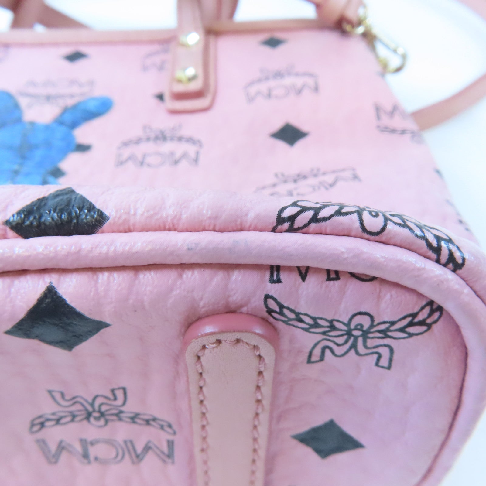 MCM 皮革2 Way Shoulder Bag金扣手挽肩背兩用袋粉紅色