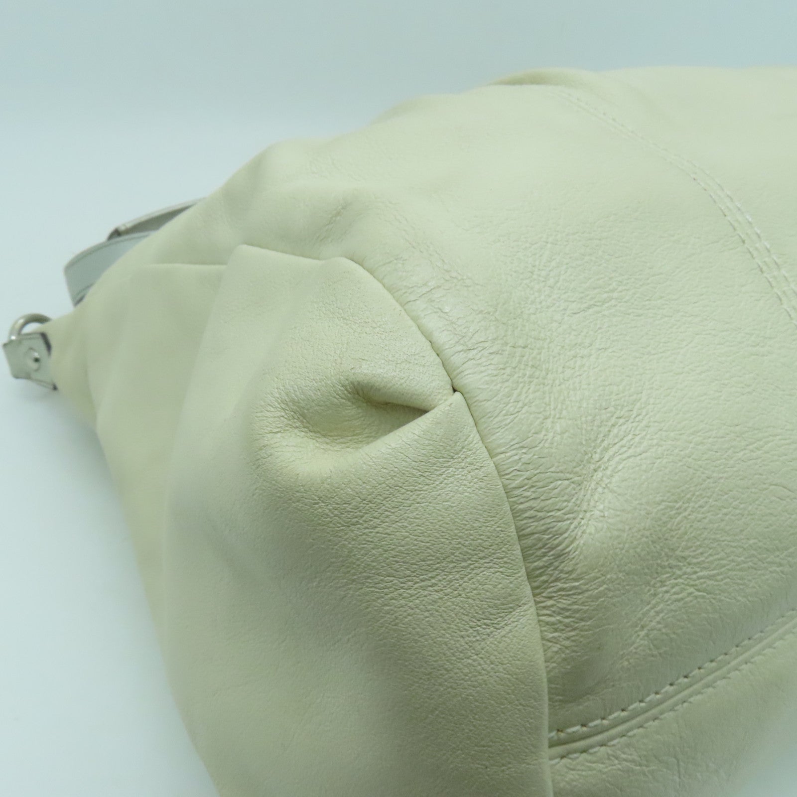 COACH 【清倉大減價】牛皮皮革2 Way Shoulder銀扣手挽肩背兩用袋白色
