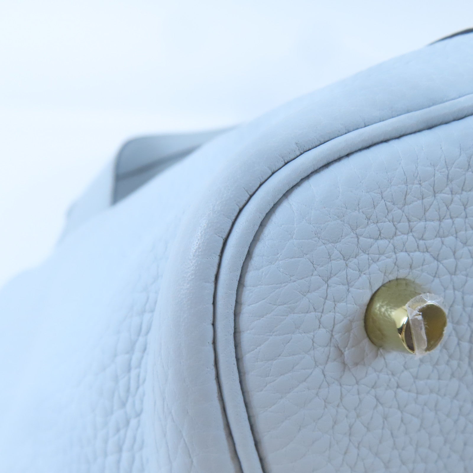 HERMES 【激減優惠】Clemence皮革Picotin MM金扣手挽袋淺藍色