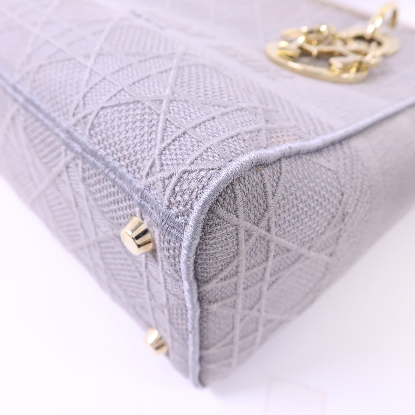 Dior 帆布Lady Dior金扣手挽肩背兩用袋