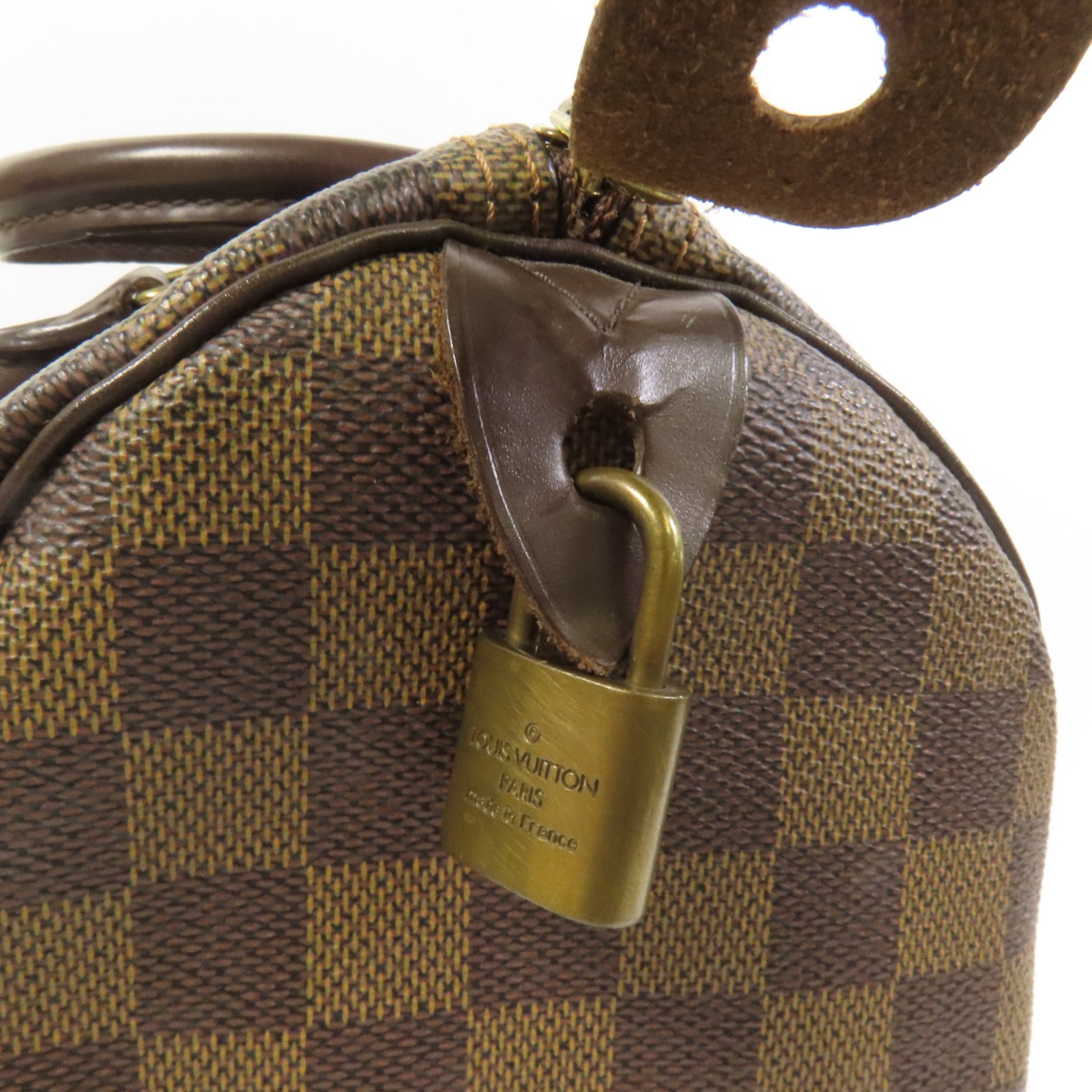 LOUIS VUITTON Damier Speedy 30金扣手挽袋