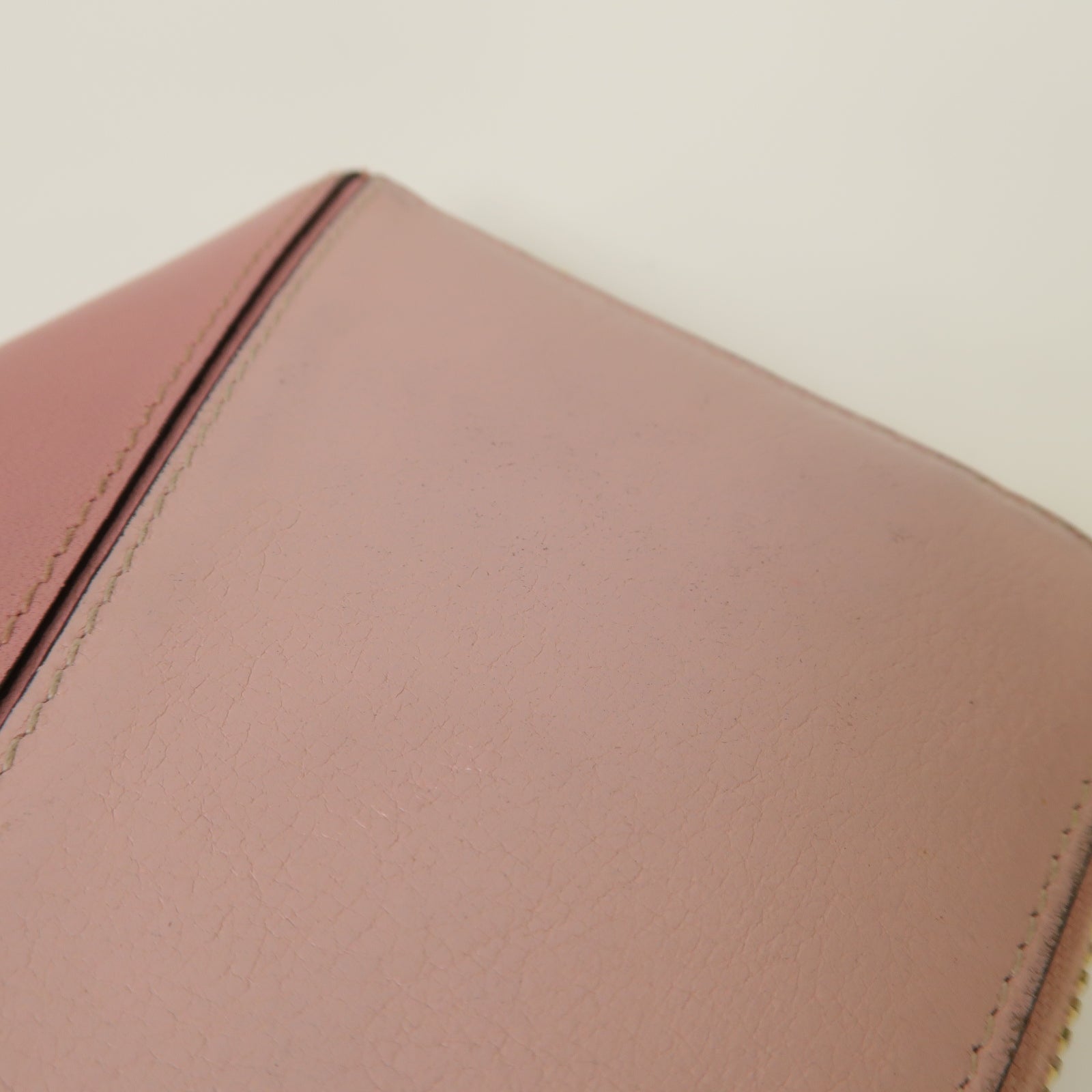 LOEWE 牛皮皮革Puzzle Zip Around Wallet金扣長錢包粉紅色