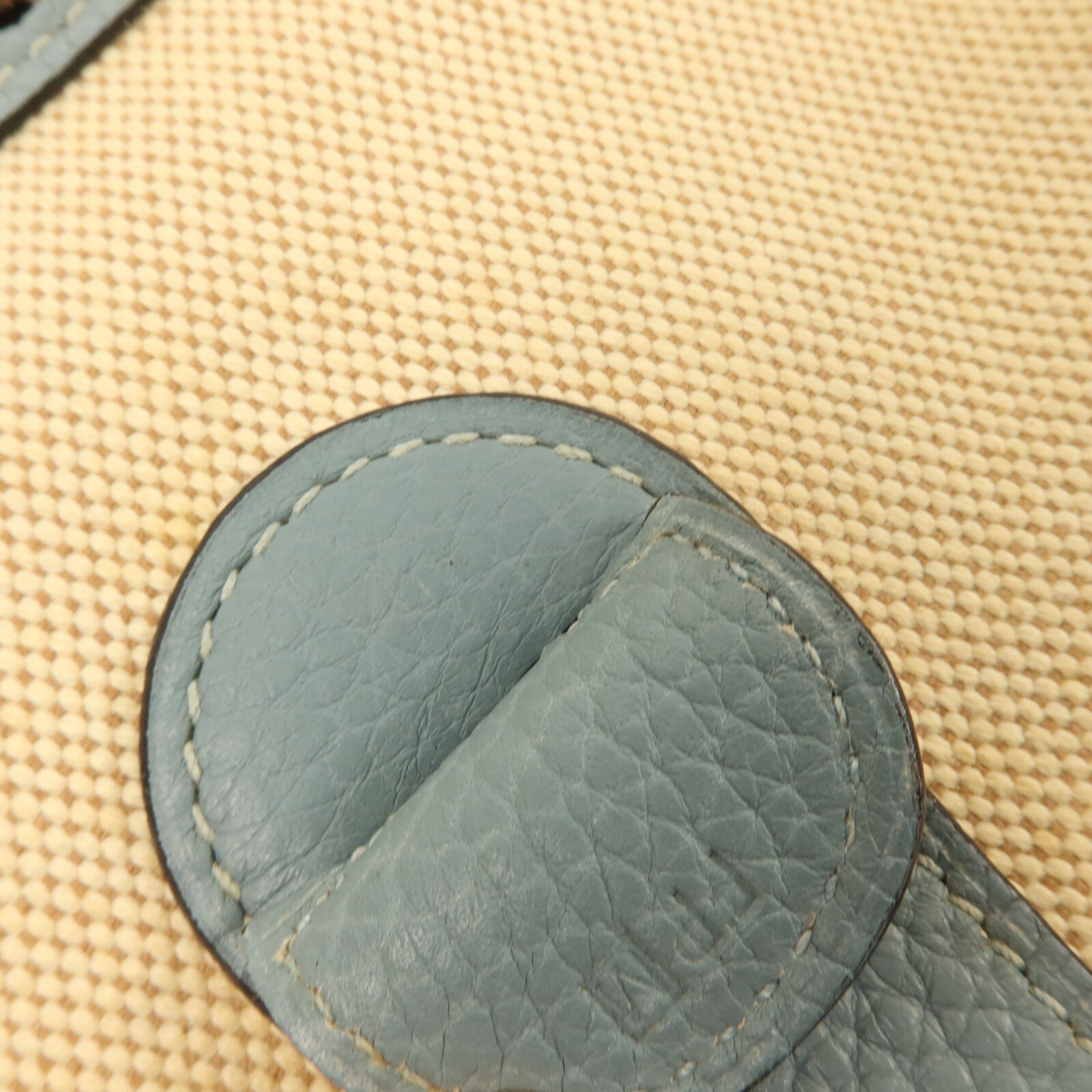 HERMES Toile H帆布/Clemence皮革Evelyne GM肩背袋Ciel