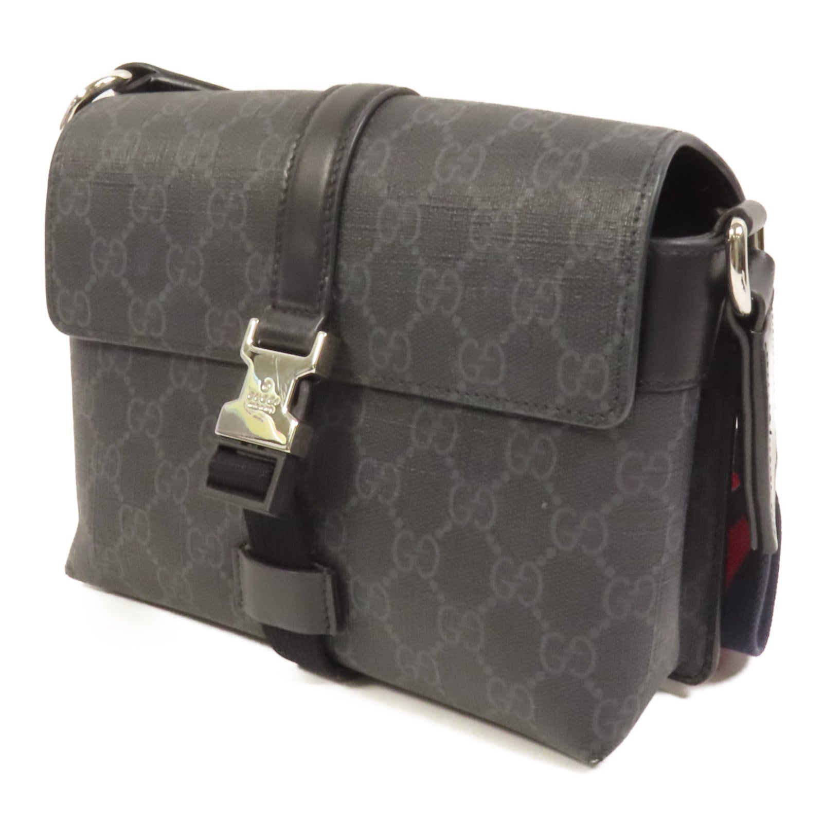 GUCCI 塗層帆布Shoulder Bag銀扣肩背袋