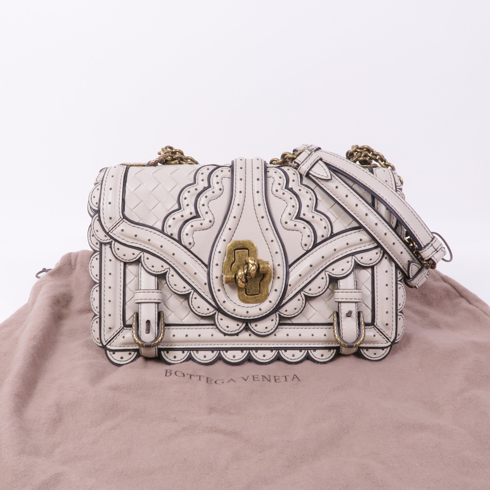 BOTTEGA VENETA 牛皮皮革Chain Shoulder Bag金扣鏈帶肩背袋