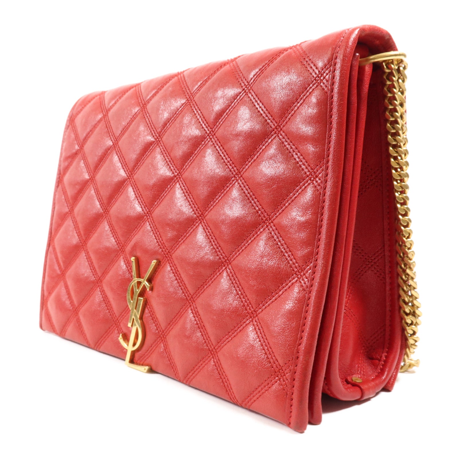 SAINT LAURENT 牛皮皮革Shoulder Bag金扣鏈帶肩背袋