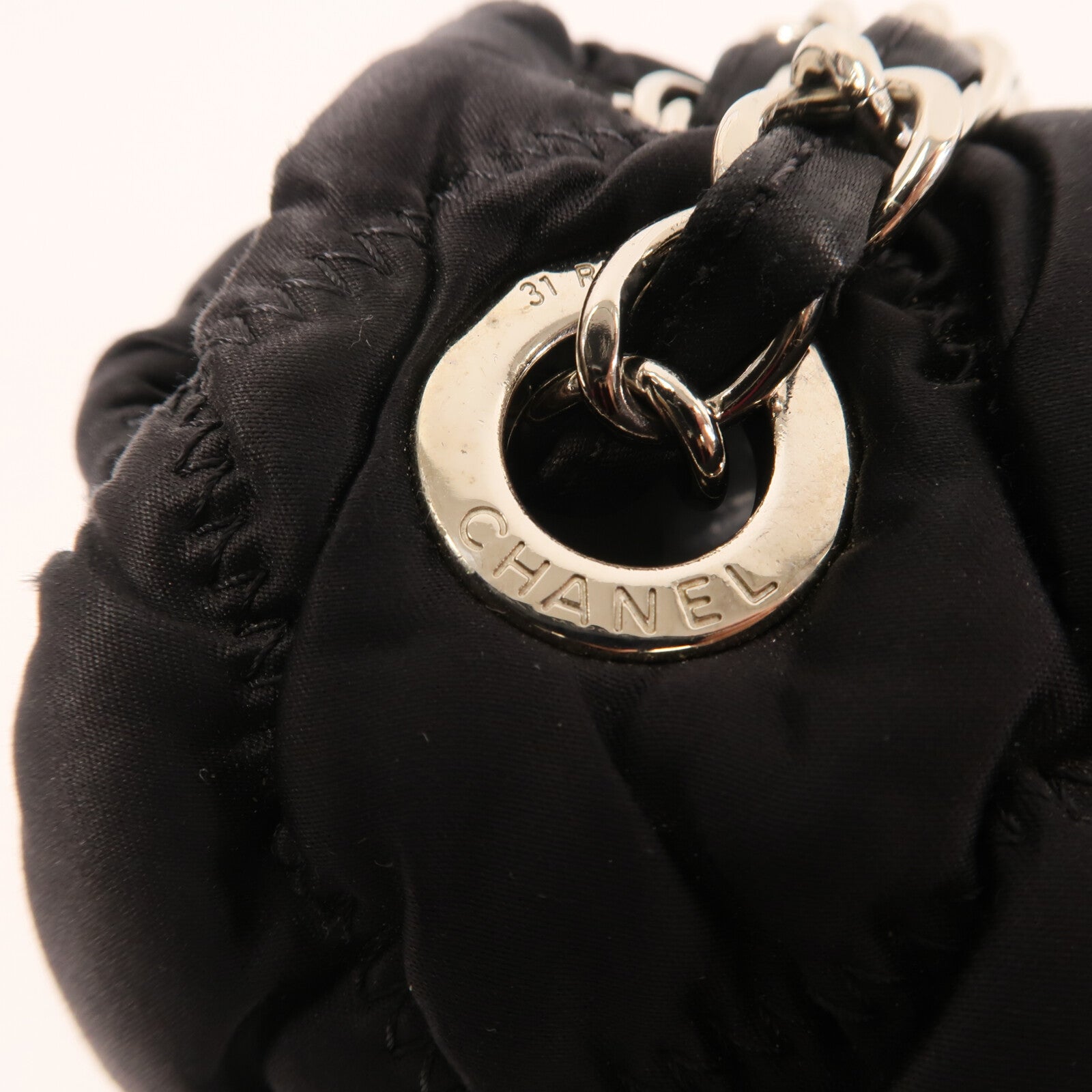 CHANEL 尼龍Shoulder Bag銀扣鏈帶肩背袋