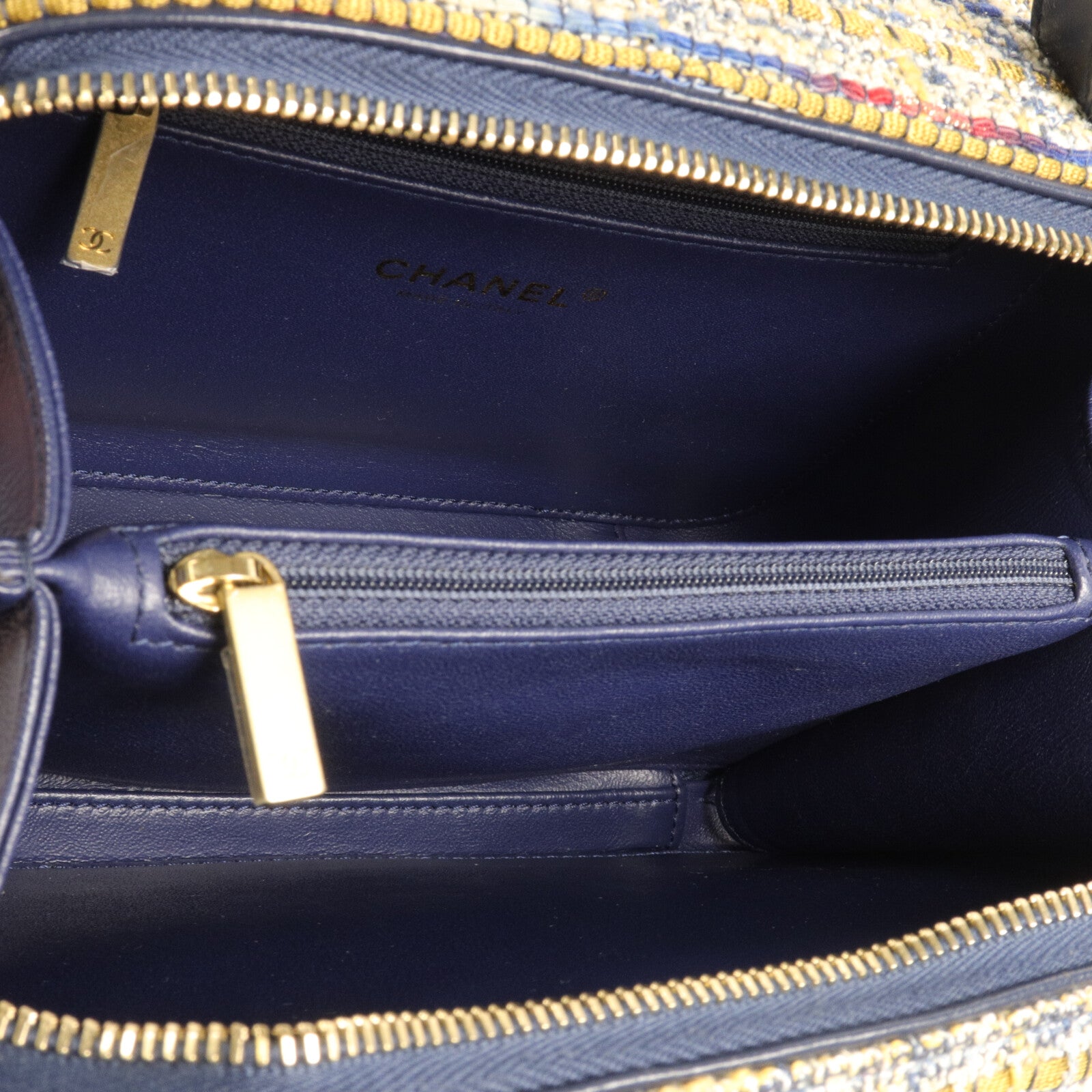 CHANEL 粗花呢/蛇皮皮革Filigree Vanity Case M手挽肩背兩用袋