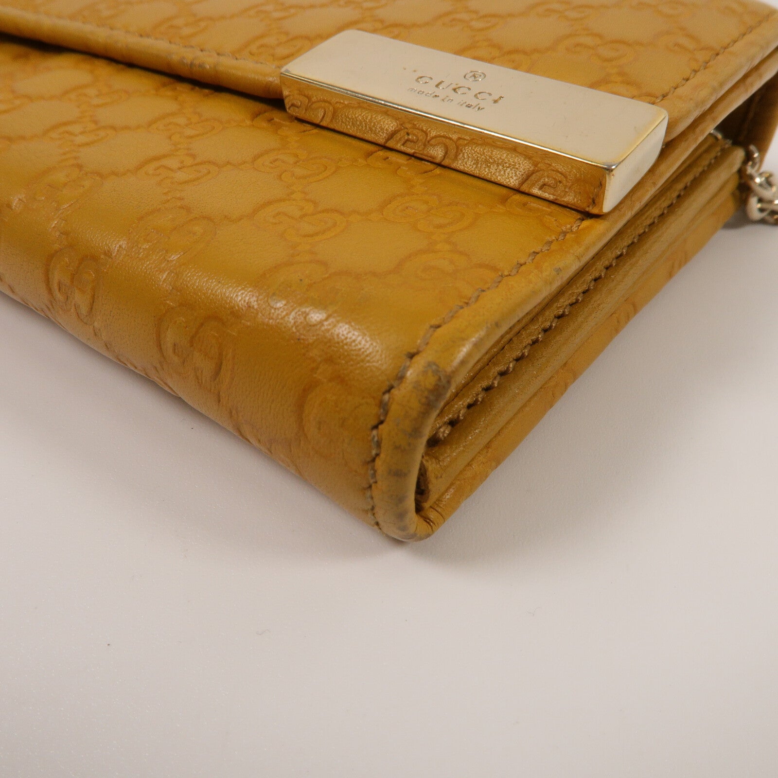 GUCCI 牛皮皮革Pouch Long wallet鏈帶肩背袋