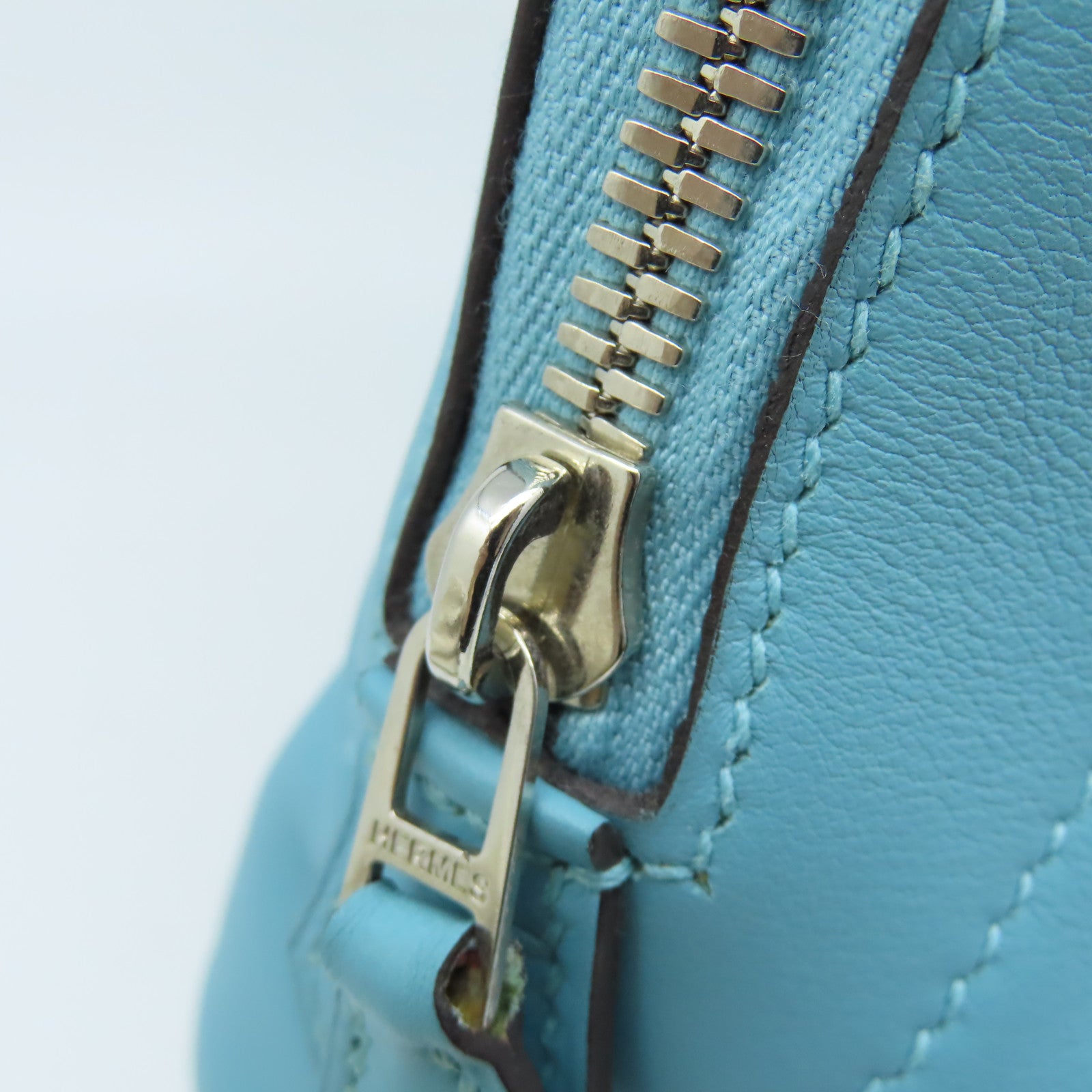 HERMES Swift皮革Bolide Secret Handbag銀扣手挽袋Blue Saint Cyr/聖西爾藍色