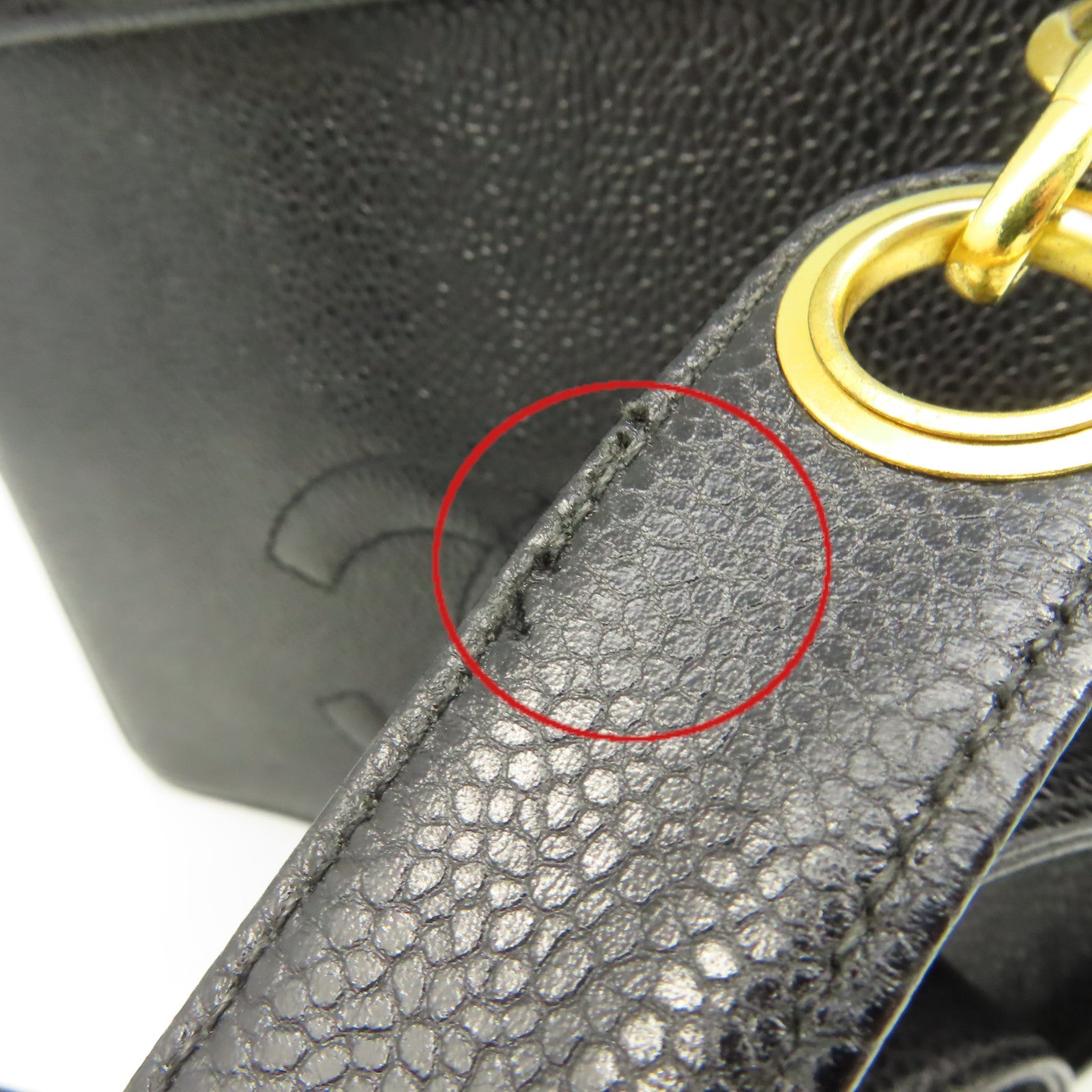 CHANEL 【清倉大減價】Caviar皮革Vintage Vanity Case 2Way Shoulder Make Bag金扣鏈帶手挽肩背兩用化妝袋黑色