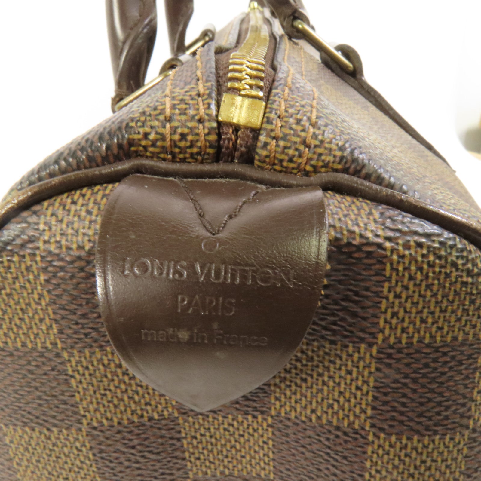 LOUIS VUITTON Damier Speedy 30金扣手挽袋