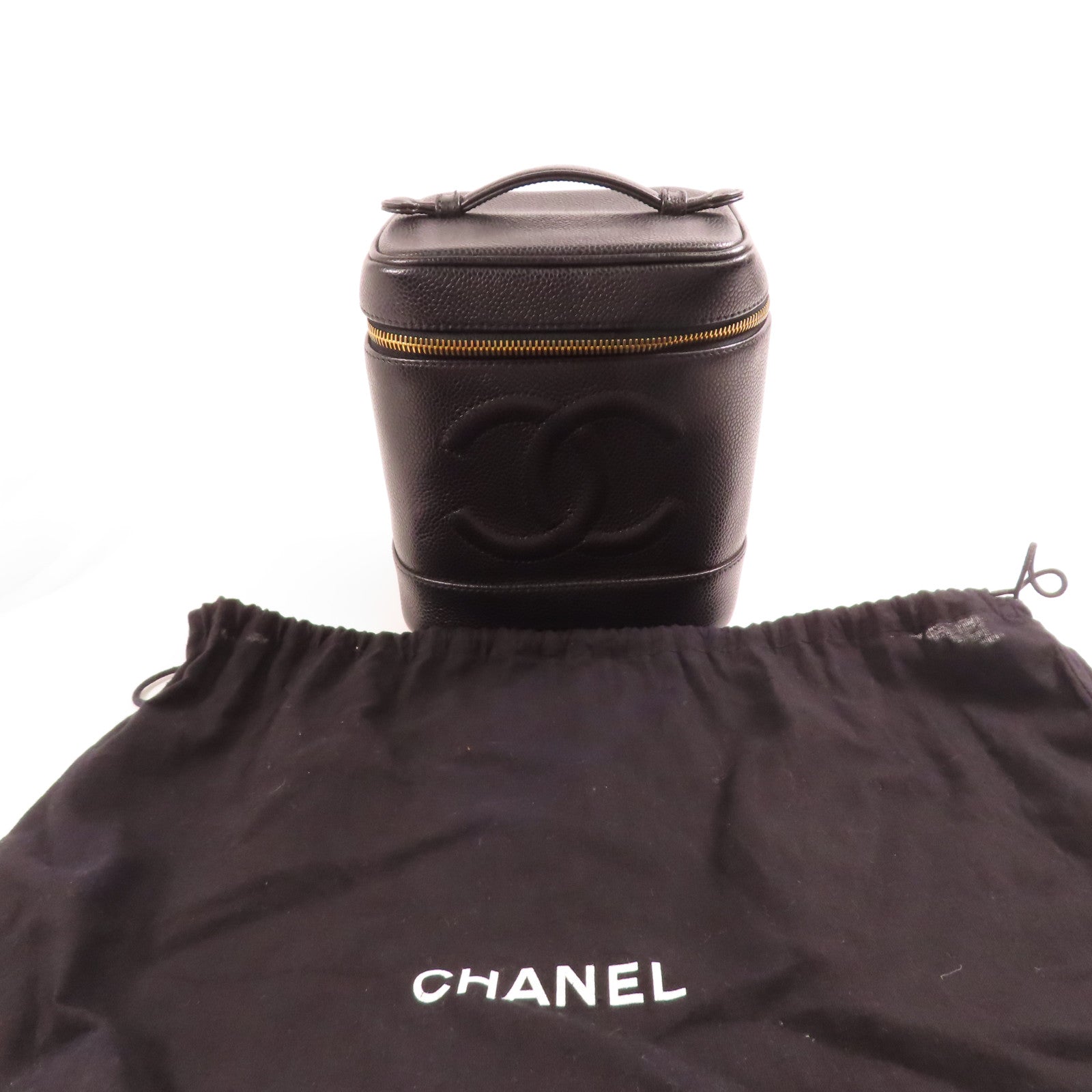CHANEL 牛皮皮革Vanity金扣手挽袋
