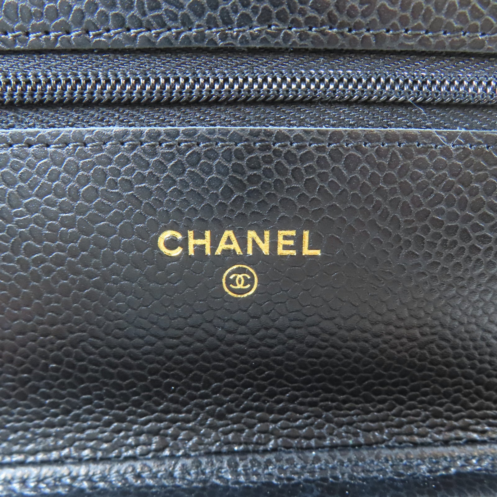 CHANEL 菱格Caviar皮革Wallet On Chain金扣鏈帶肩背袋黑色