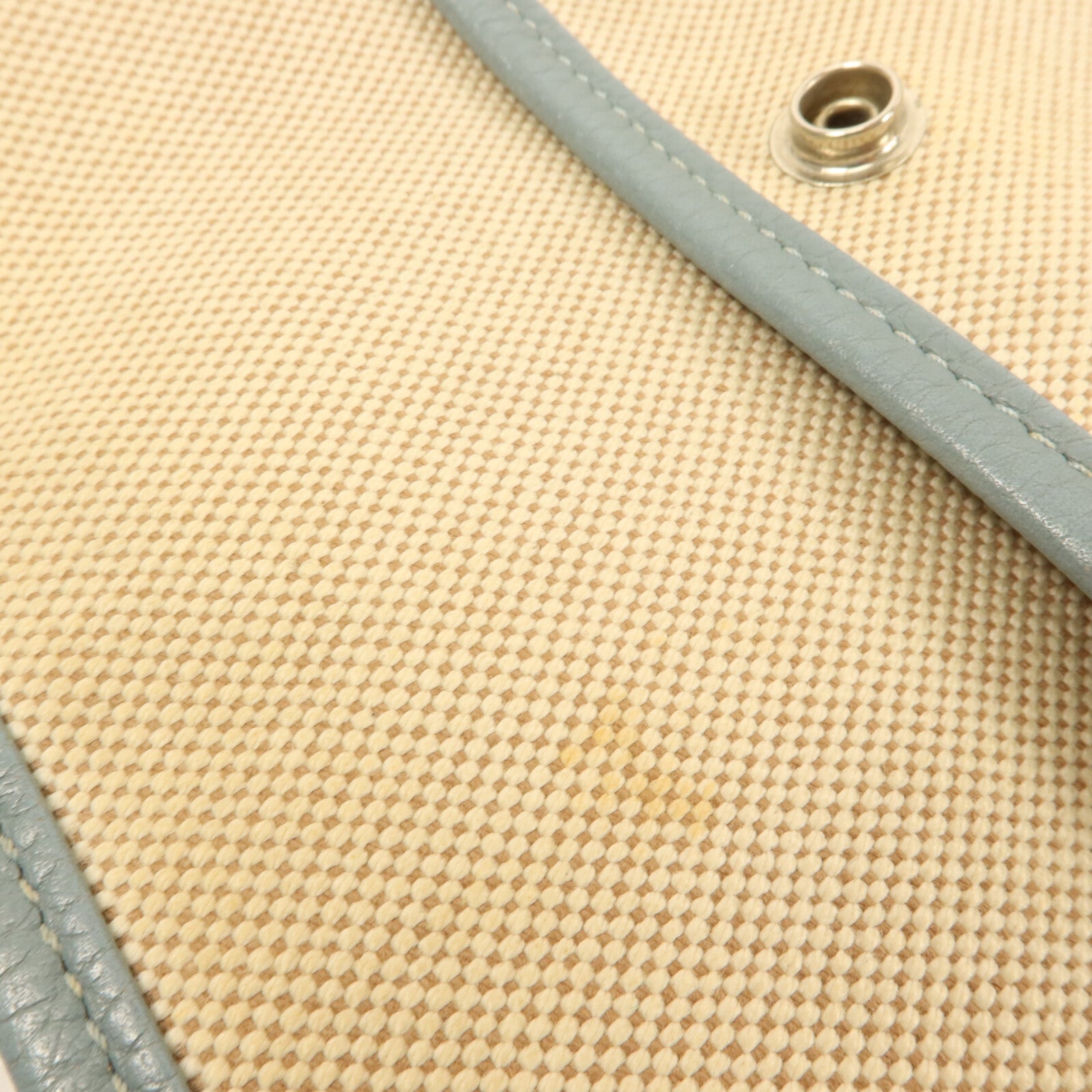 HERMES Toile H帆布/Clemence皮革Evelyne GM肩背袋Ciel