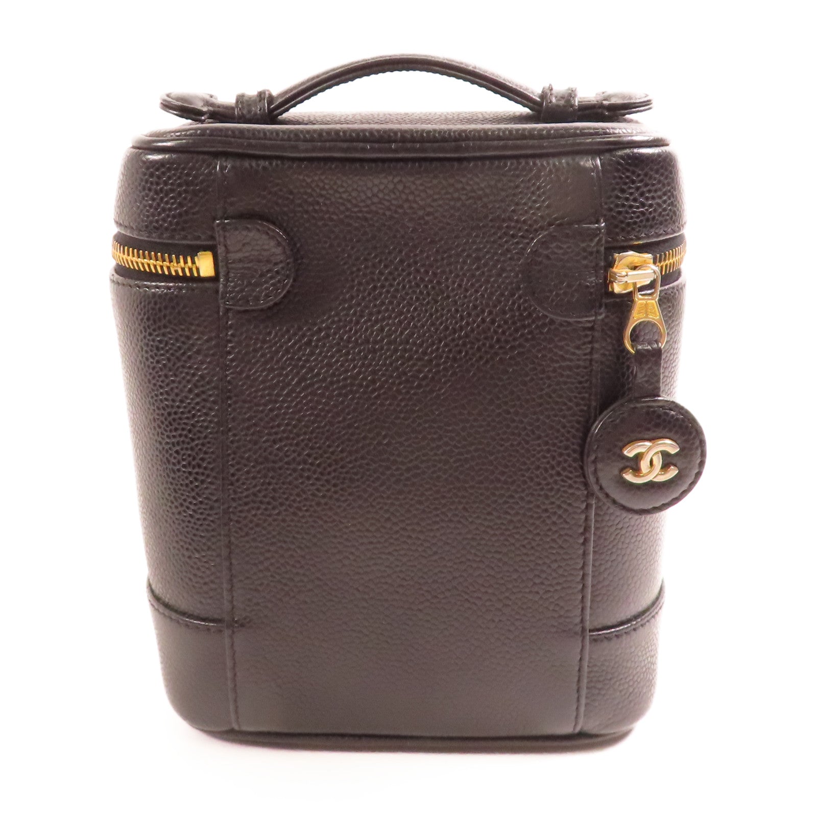 CHANEL 牛皮皮革Vanity金扣手挽袋