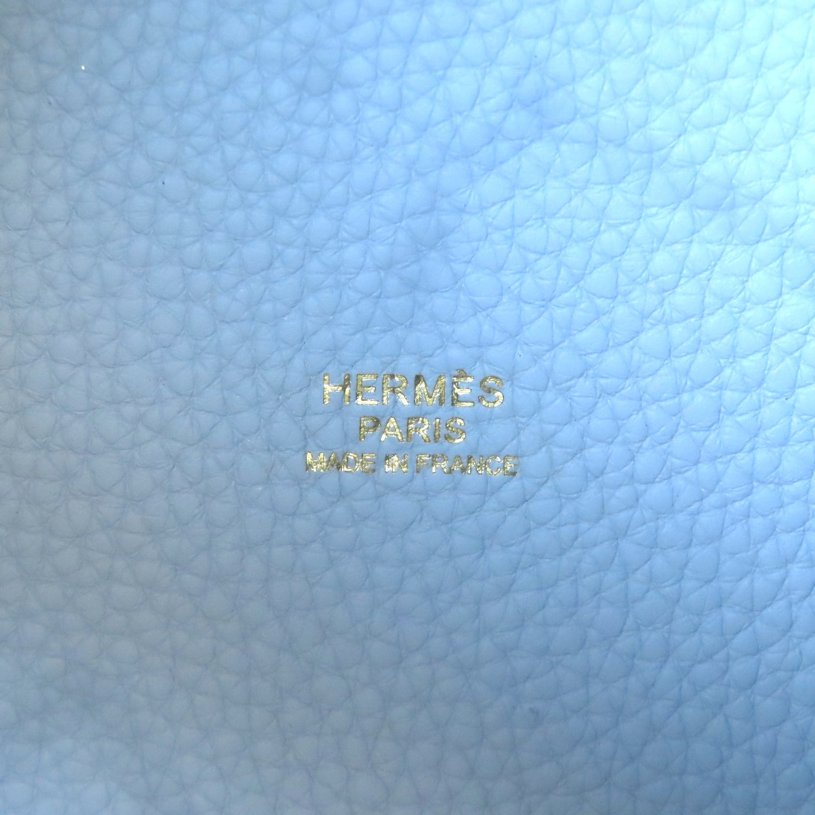 HERMES 【激減優惠】Clemence皮革Picotin MM金扣手挽袋淺藍色