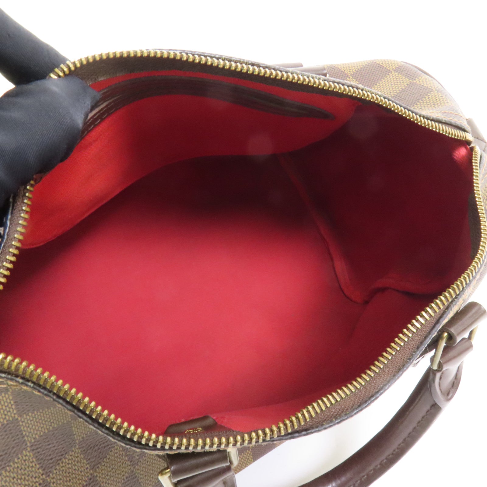 LOUIS VUITTON Damier Speedy 30金扣手挽袋