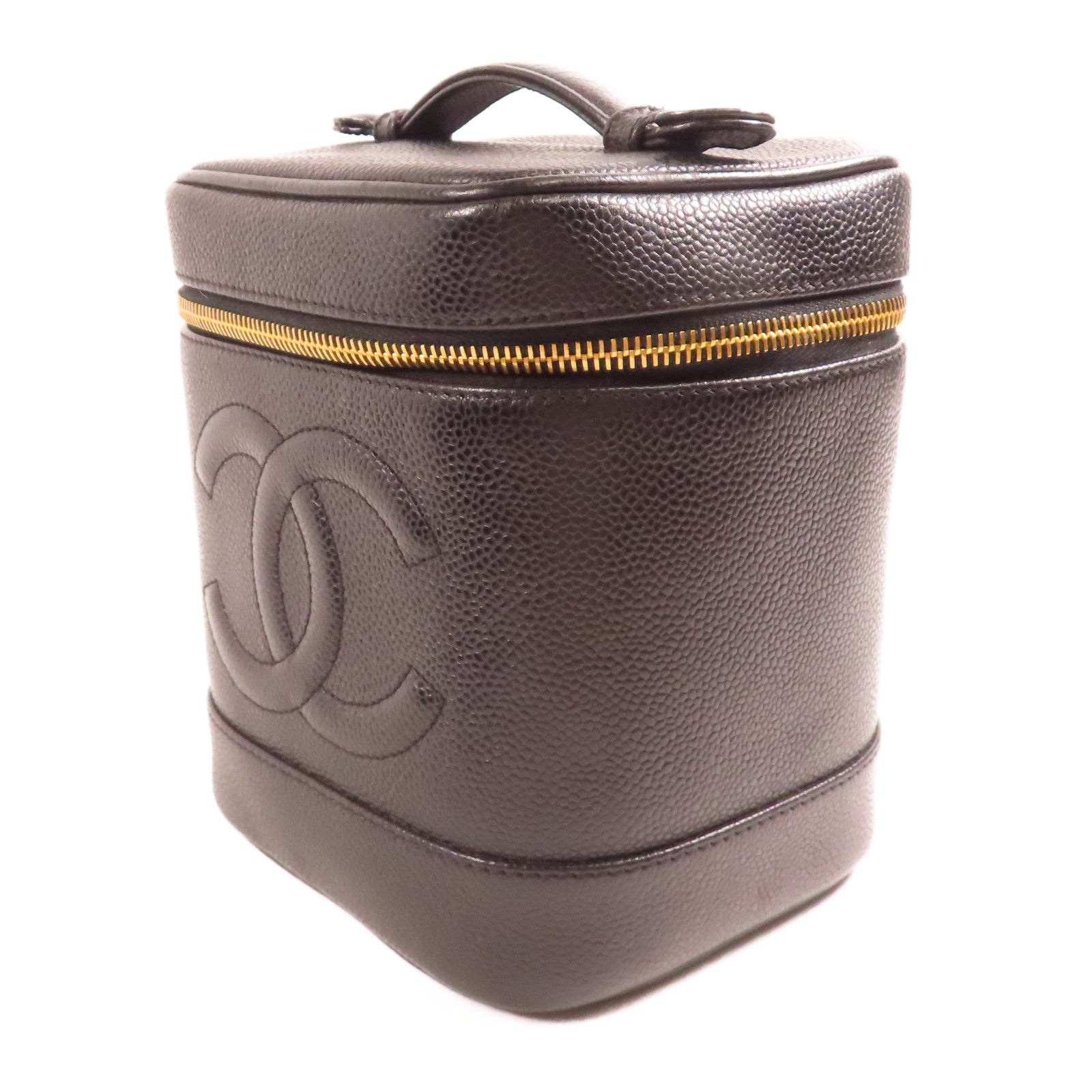 CHANEL 牛皮皮革Vanity金扣手挽袋