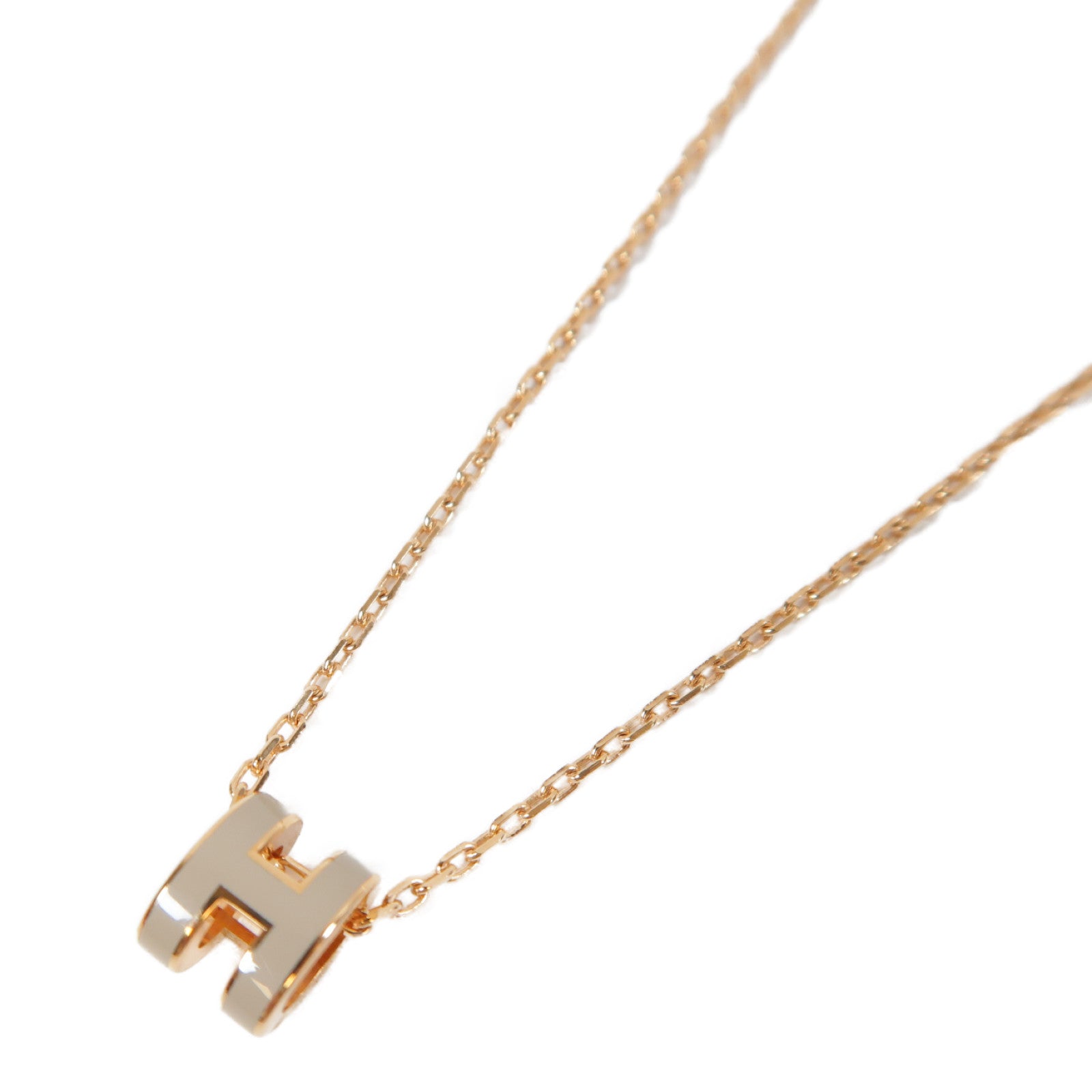 HERMES 金屬Pop H Mini Necklace項鍊金色/米色