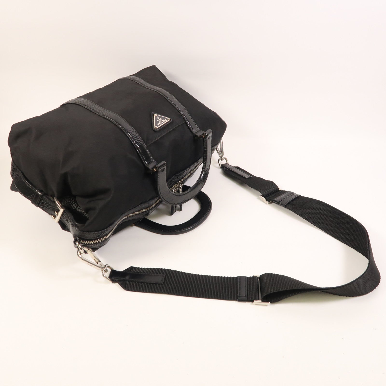 PRADA 尼龍2 Way Shoulder銀扣手挽肩背兩用袋