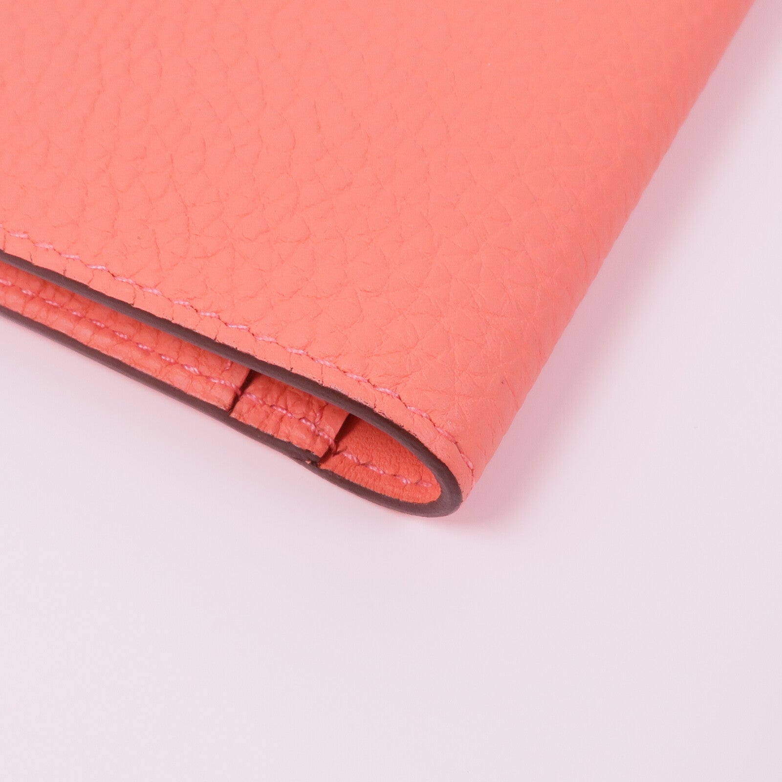 HERMES Clemence皮革Dogon銀扣長錢包Rose Candy