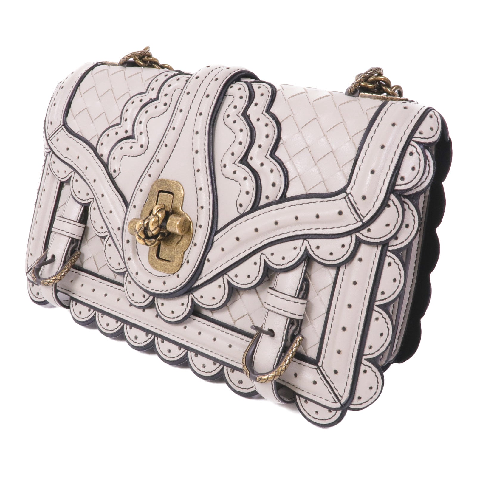 BOTTEGA VENETA 牛皮皮革Chain Shoulder Bag金扣鏈帶肩背袋