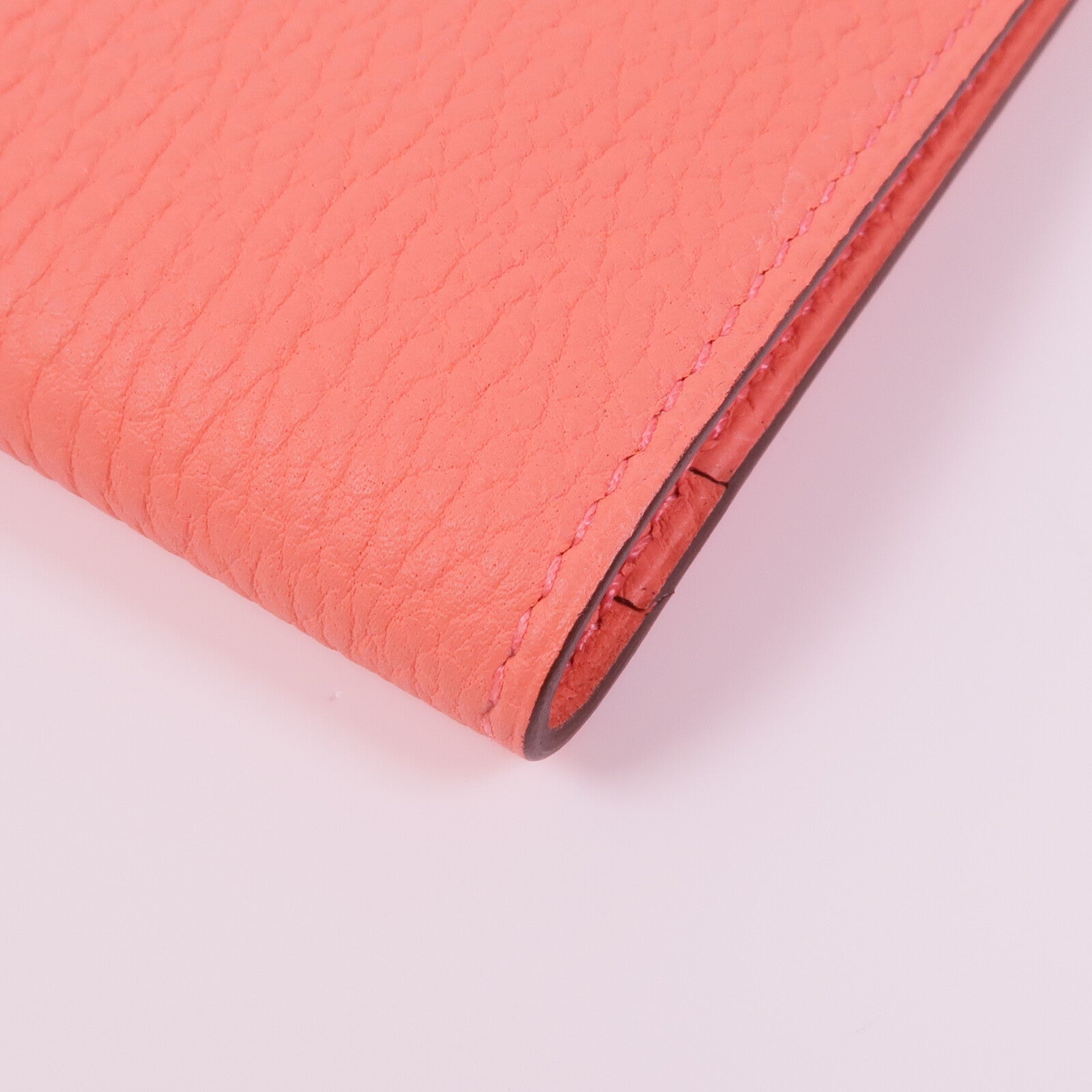 HERMES Clemence皮革Dogon銀扣長錢包Rose Candy