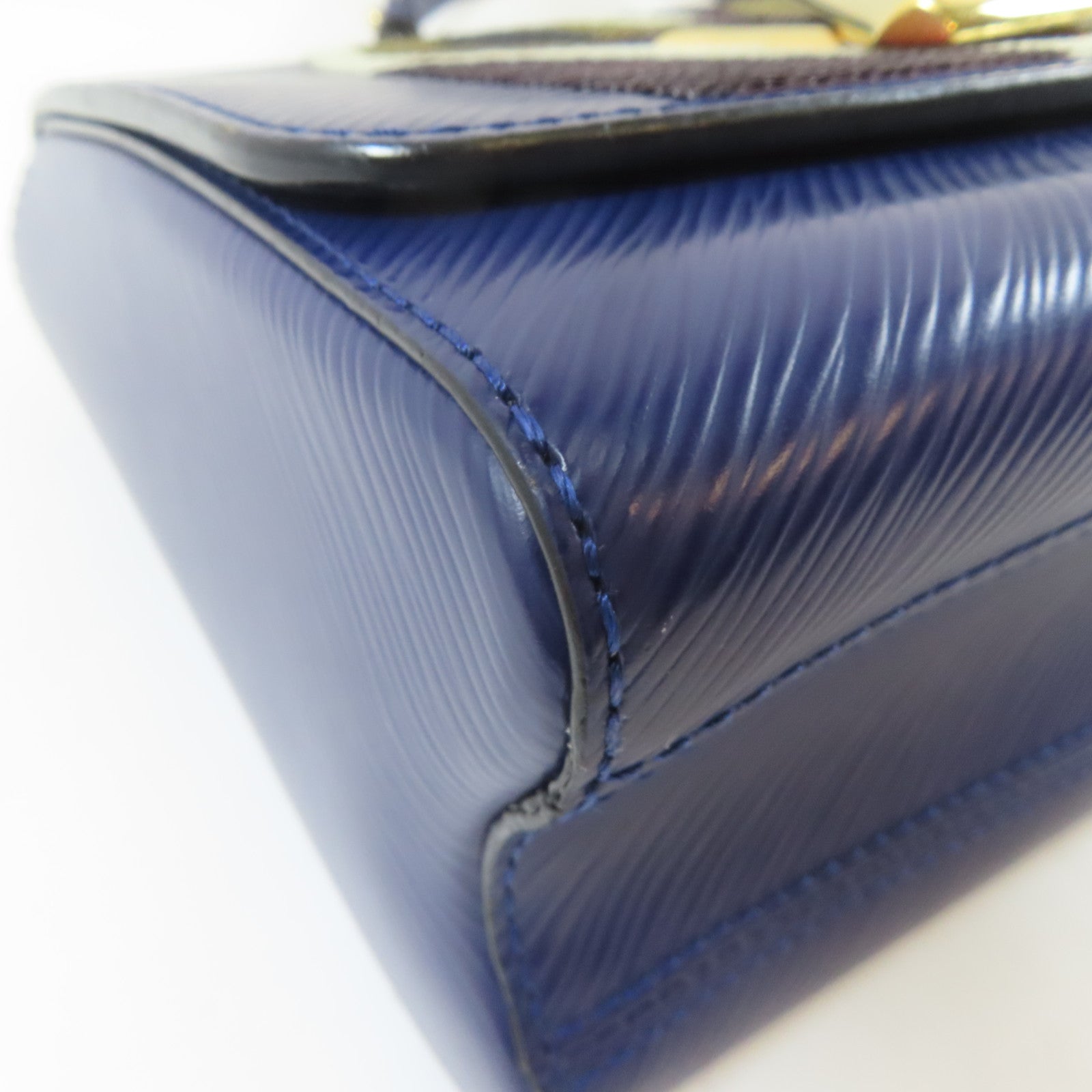 LOUIS VUITTON EPI Sequin Owl Twist MM金扣鏈帶肩背袋深藍色
