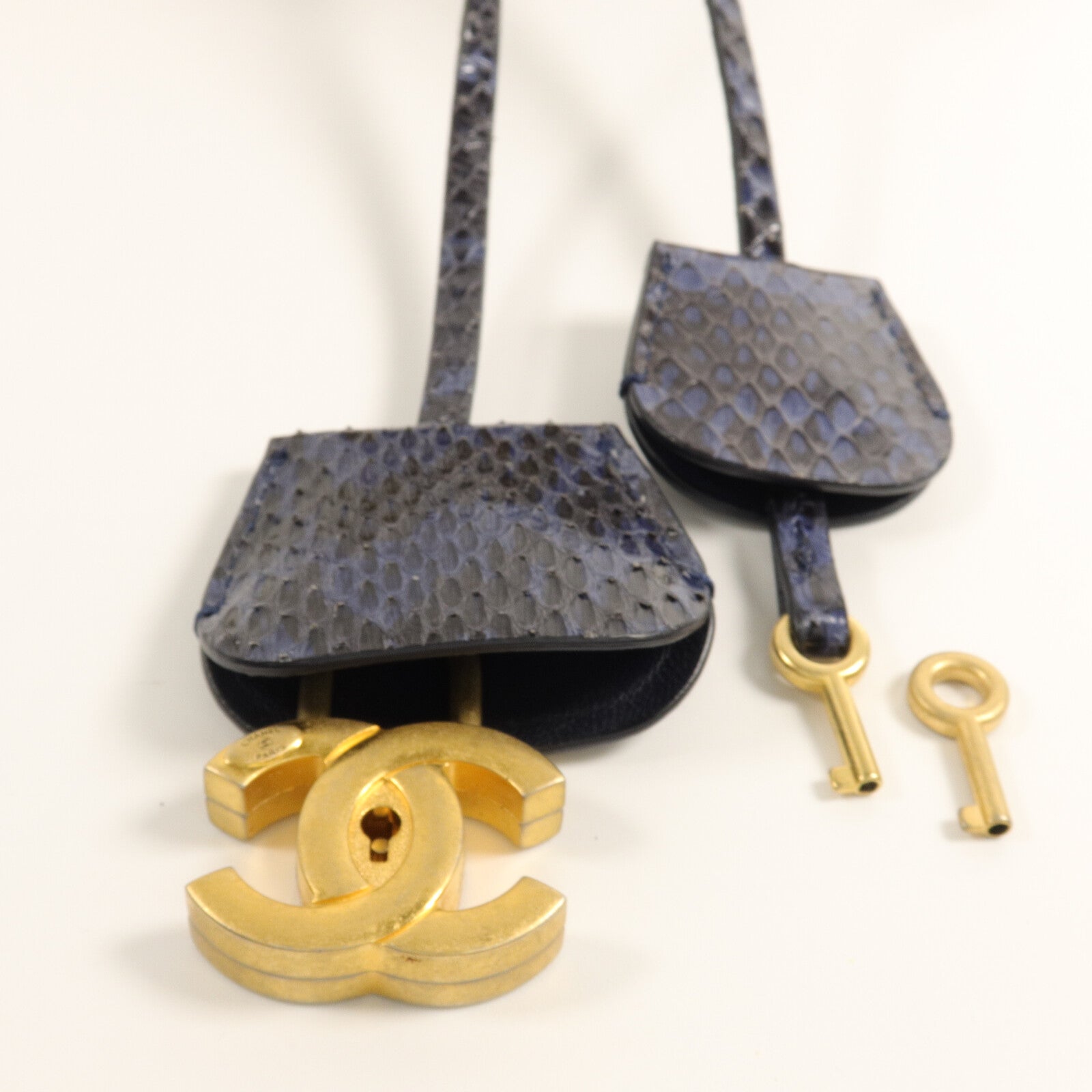 CHANEL 粗花呢/蛇皮皮革Filigree Vanity Case M手挽肩背兩用袋