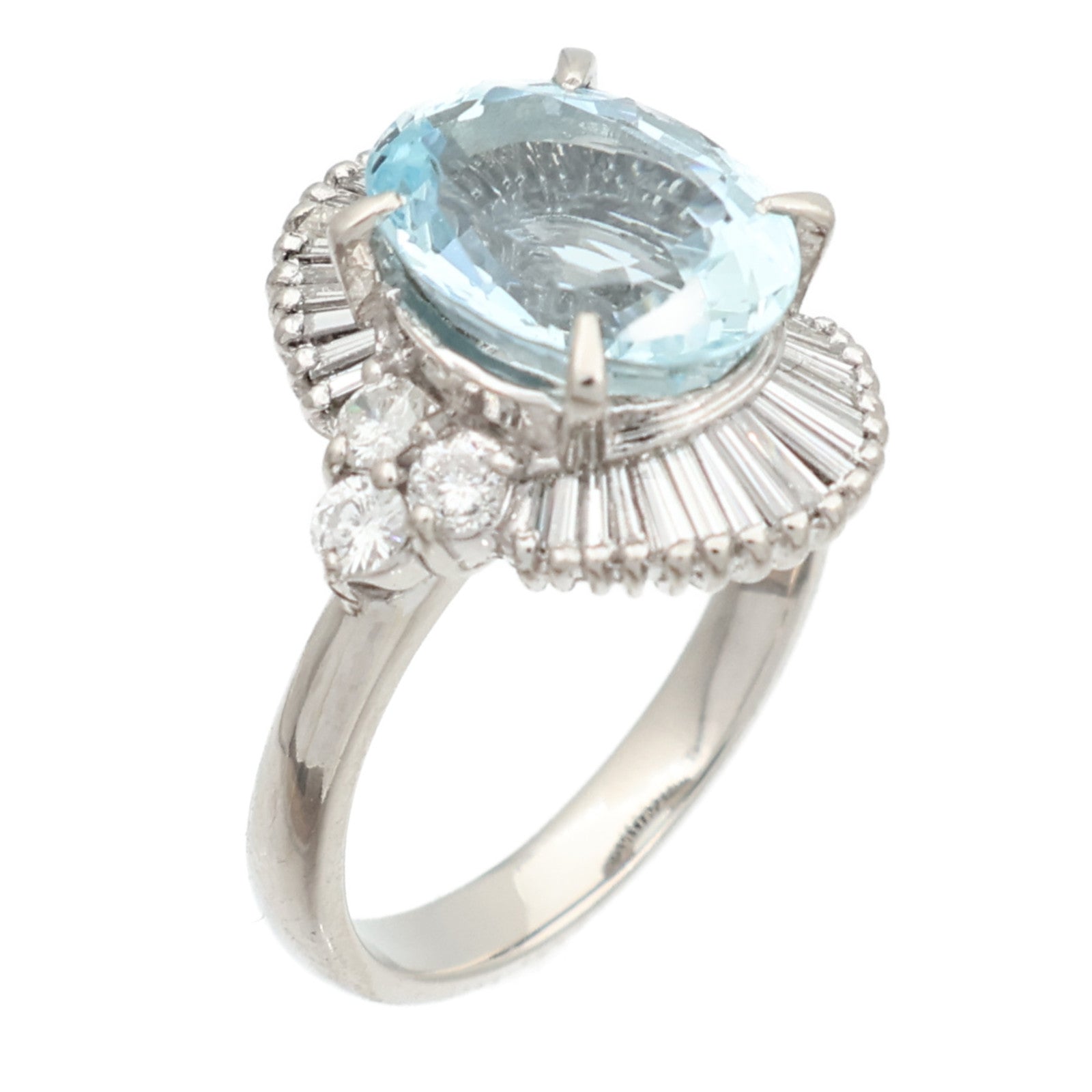 JEWELRY PT900鉑金Aquamarine Ring海藍寶石/鑽石戒指