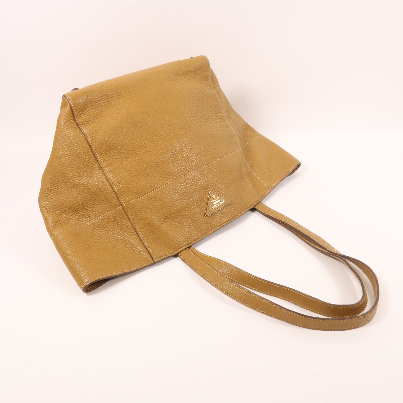 PRADA 牛皮皮革Tote Bag金扣肩背袋