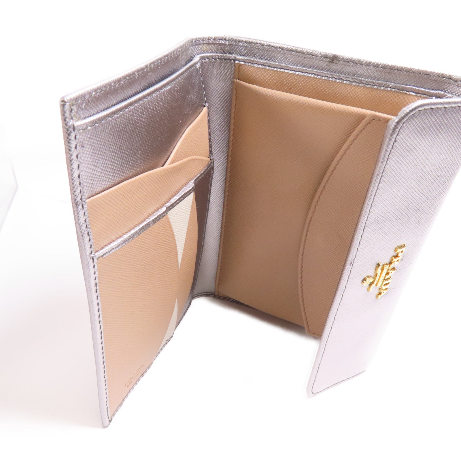 PRADA Saffiano皮革Wallet金扣錢包