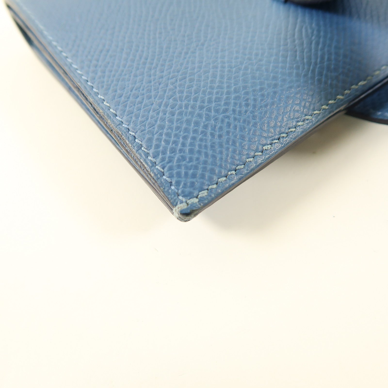 HERMES Epsom皮革Bearn Compant Wallet金扣錢包7R Bleu Azur