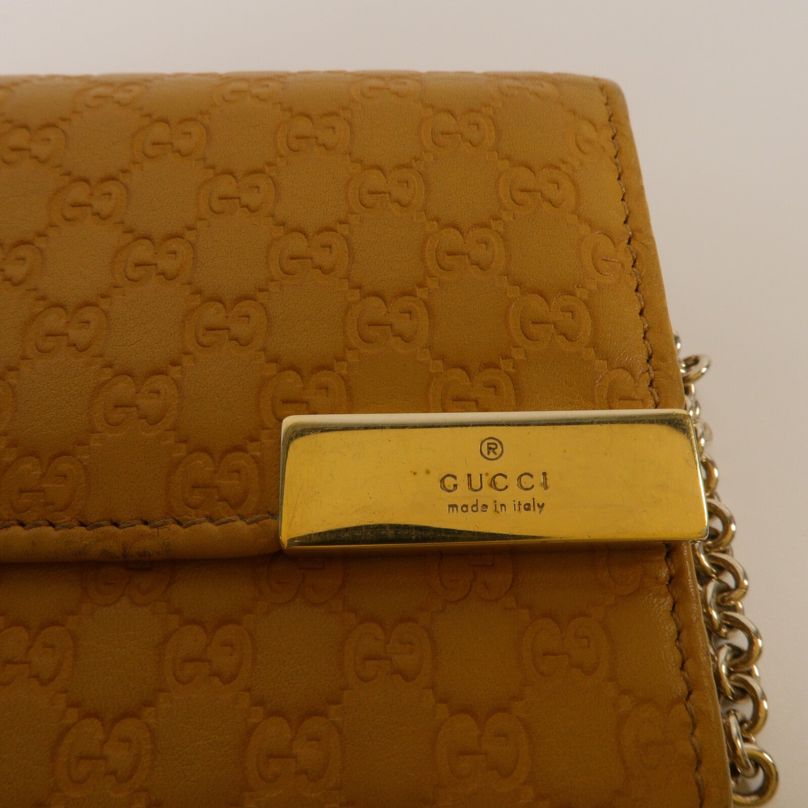 GUCCI 牛皮皮革Pouch Long wallet鏈帶肩背袋