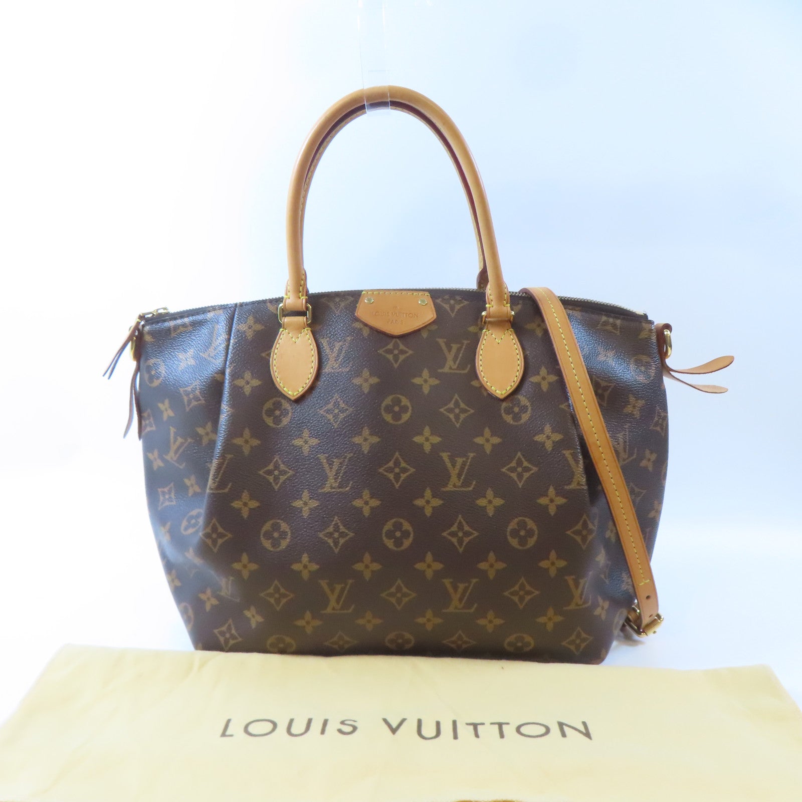 LOUIS VUITTON Monogram Turenne MM金扣手挽肩背兩用袋棕色
