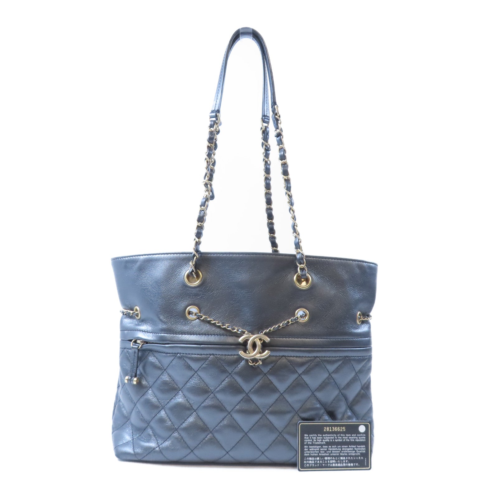 CHANEL 【激減優惠】菱格牛皮皮革Shoulder Bag金扣肩背袋灰色