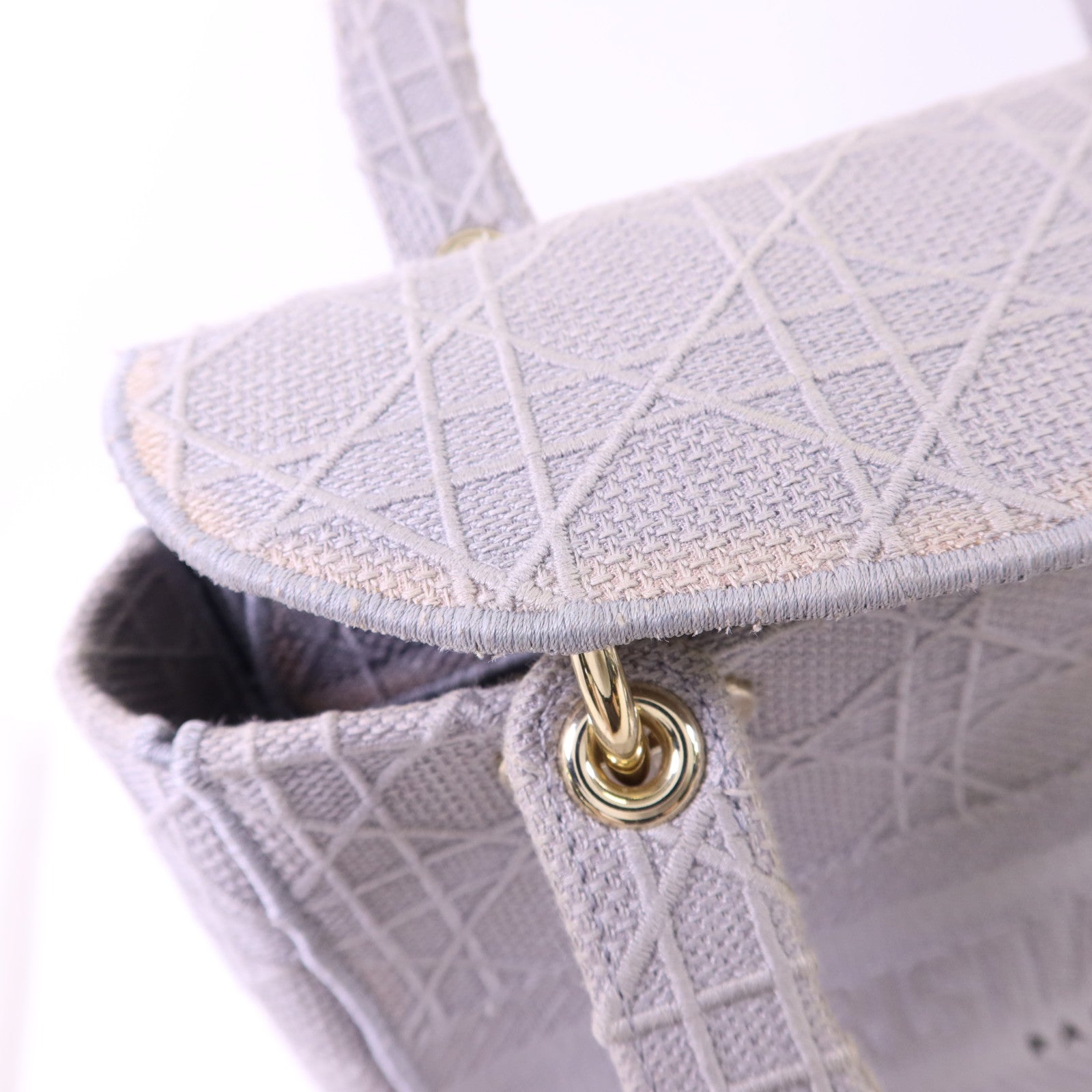 Dior 帆布Lady Dior金扣手挽肩背兩用袋