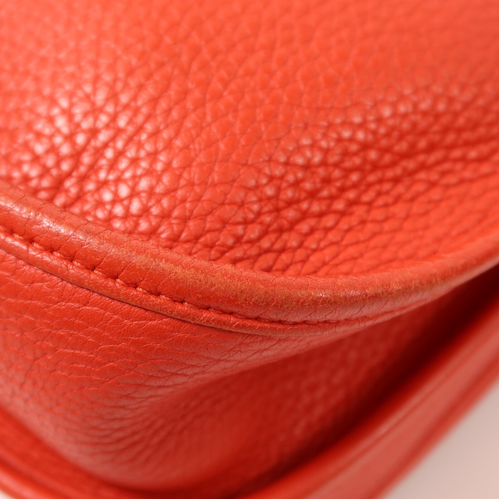HERMES Clemence皮革Evelyne PM肩背袋Rouge Tomate