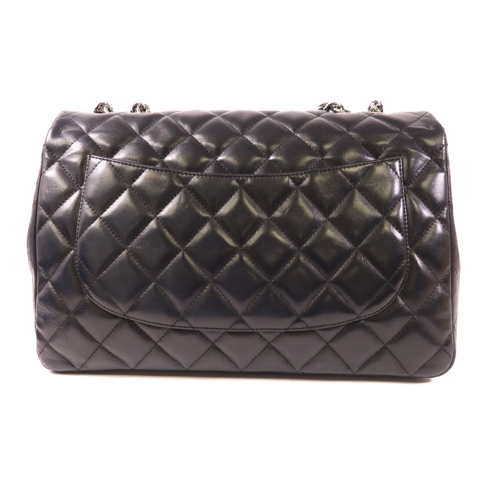 CHANEL 牛皮皮革Large Classic銀扣鏈帶肩背袋