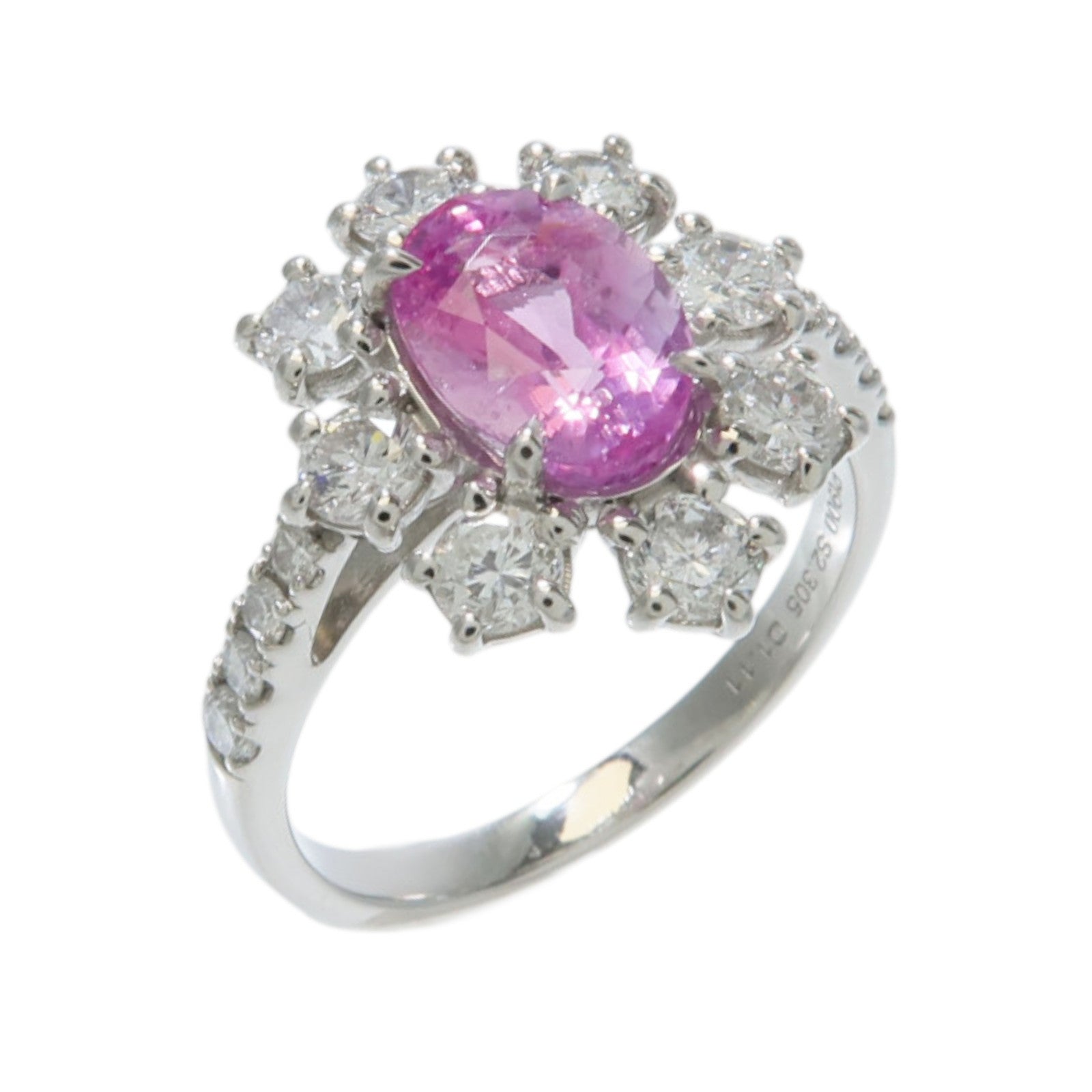 JEWELRY PT900鉑金Pink Sapphire Diamond Ring粉紅藍寶石/鑽石戒指